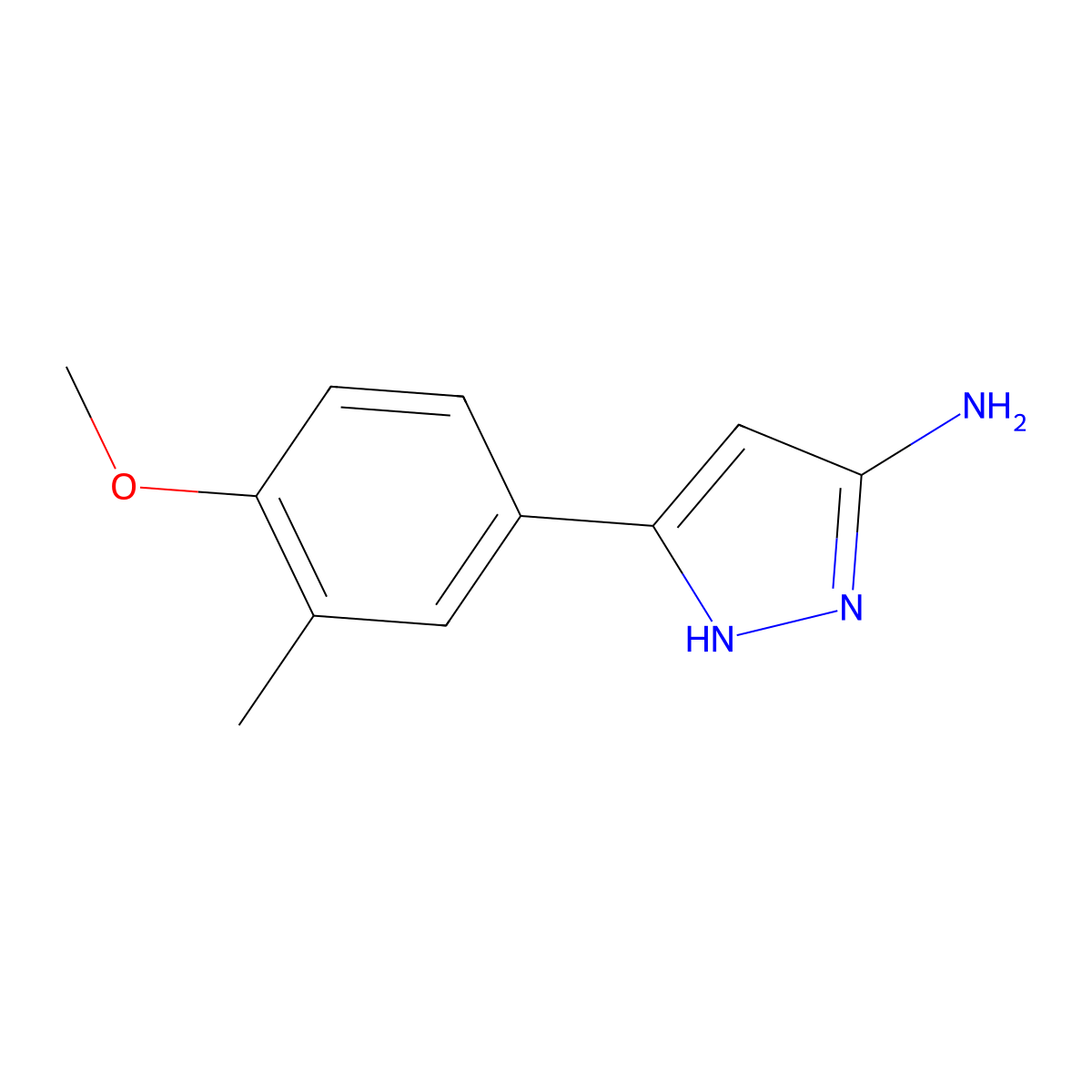 3-(4-methoxy-3-methylphenyl)-1H-pyrazol-5-amine molecular structure, CAS 502132-37-8