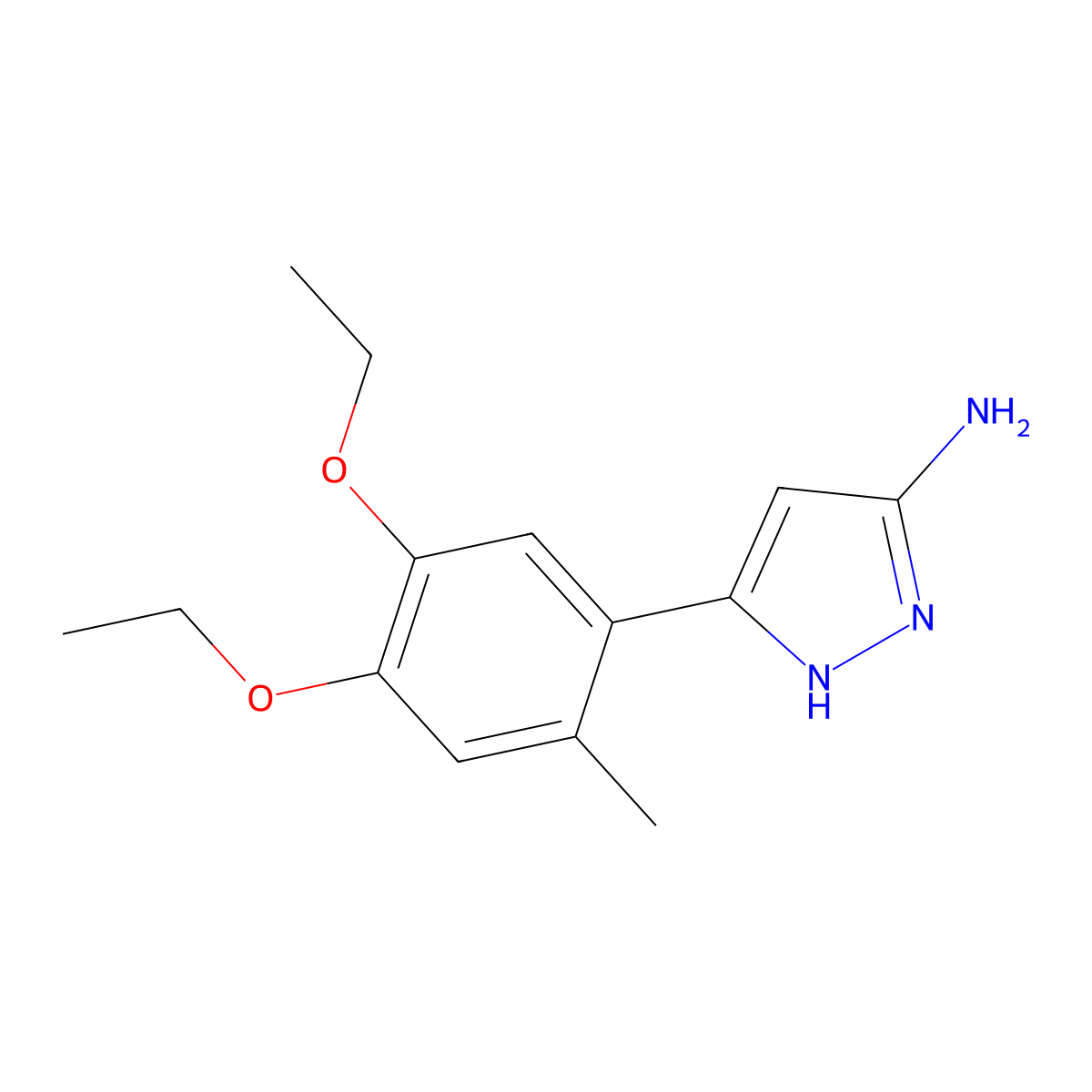 3-(4,5-diethoxy-2-methylphenyl)-1H-pyrazol-5-amine molecular structure, CAS 502132-51-6