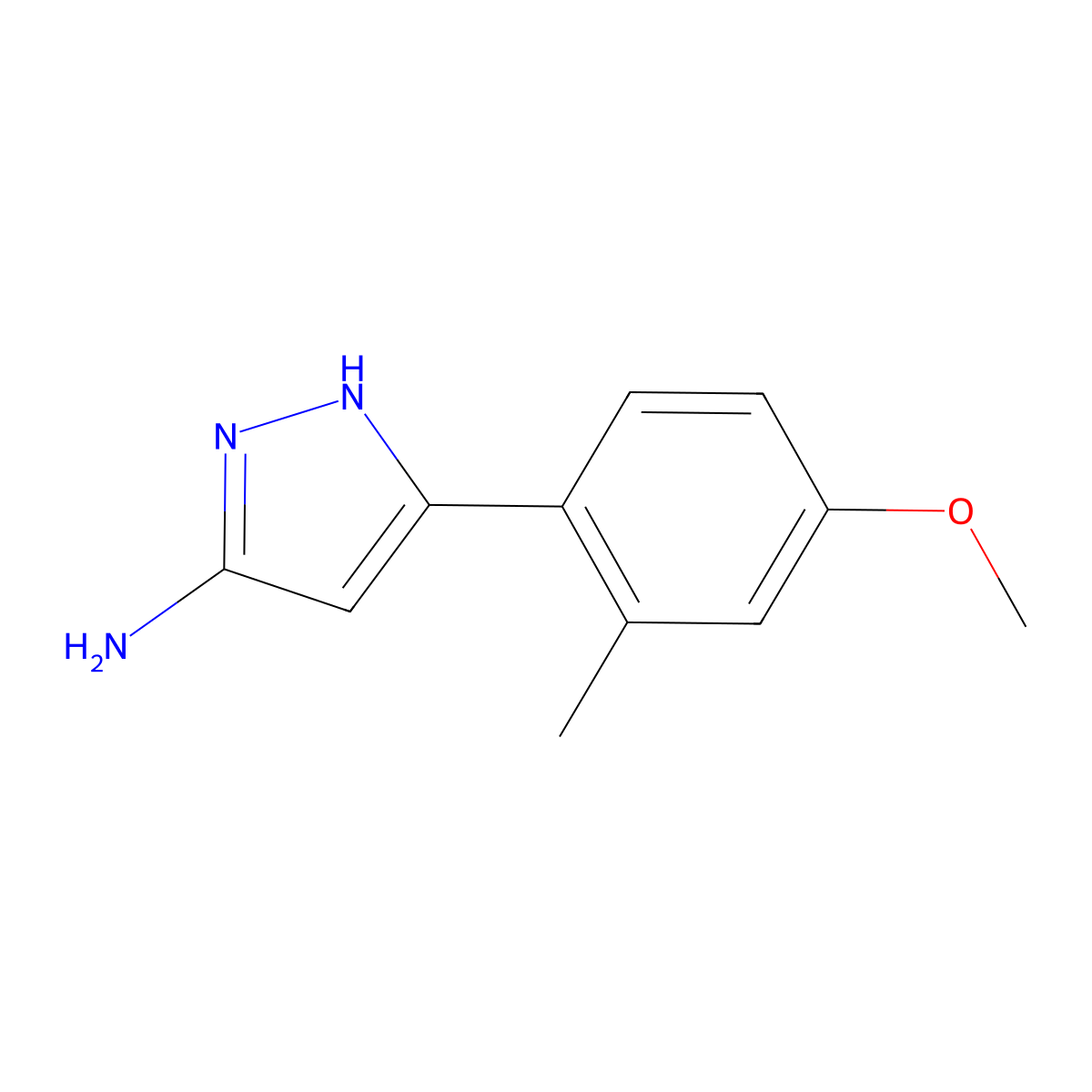 3-(4-methoxy-2-methylphenyl)-1H-pyrazol-5-amine molecular structure, CAS 502132-58-3