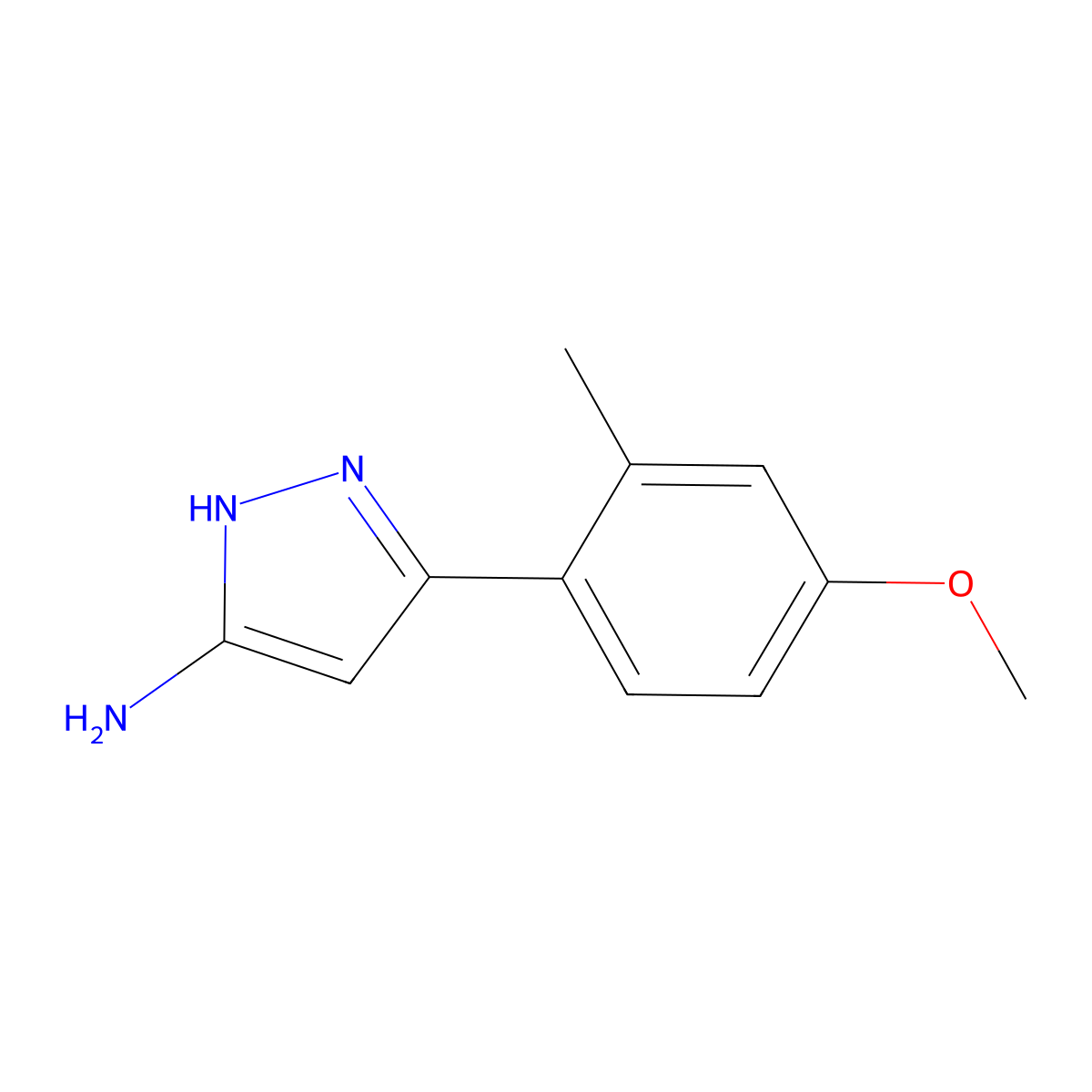3-(4-methoxy-2-methylphenyl)-1H-pyrazol-5-amine molecular structure, CAS 502132-58-3