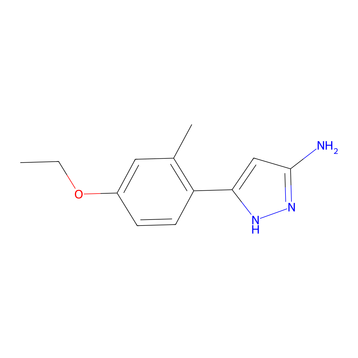 5-(4-ethoxy-2-methylphenyl)-1H-pyrazol-3-amine molecular structure, CAS 502132-59-4