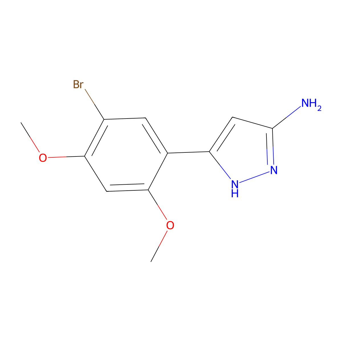 3-(5-bromo-2,4-dimethoxyphenyl)-1H-pyrazol-5-amine molecular structure, CAS 502132-64-1