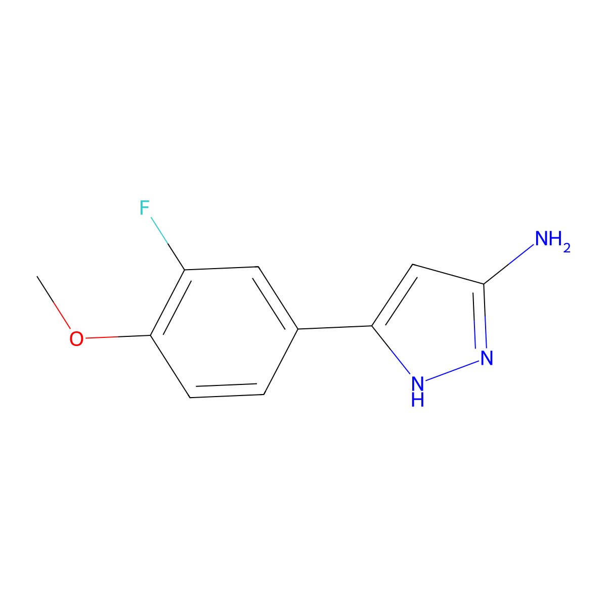 5-(3-Fluoro-4-methoxy-phenyl)-2H-pyrazol-3-ylamine molecular structure, CAS 502132-66-3