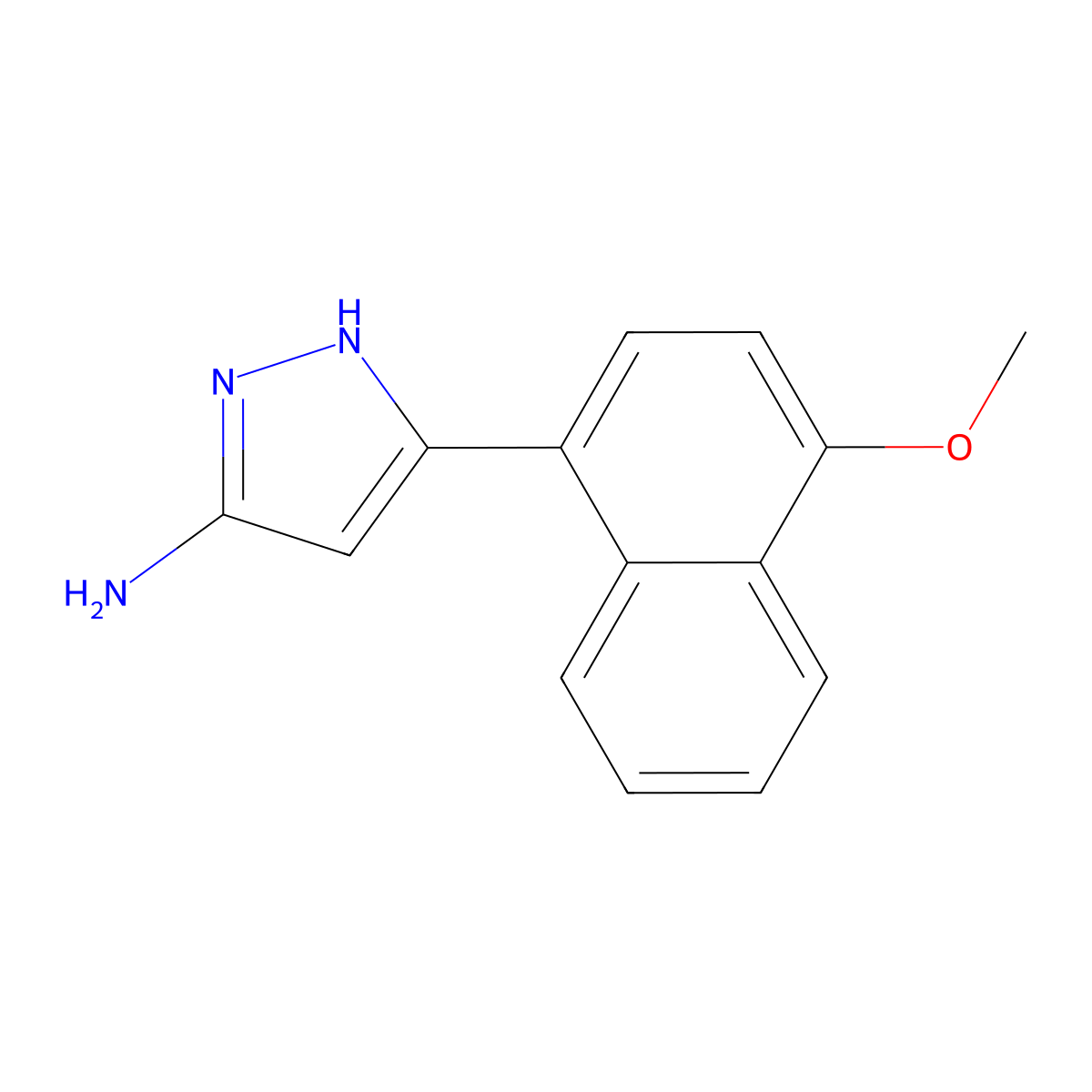 5-(4-methoxynaphthalen-1-yl)-1H-pyrazol-3-amine molecular structure, CAS 502132-72-1