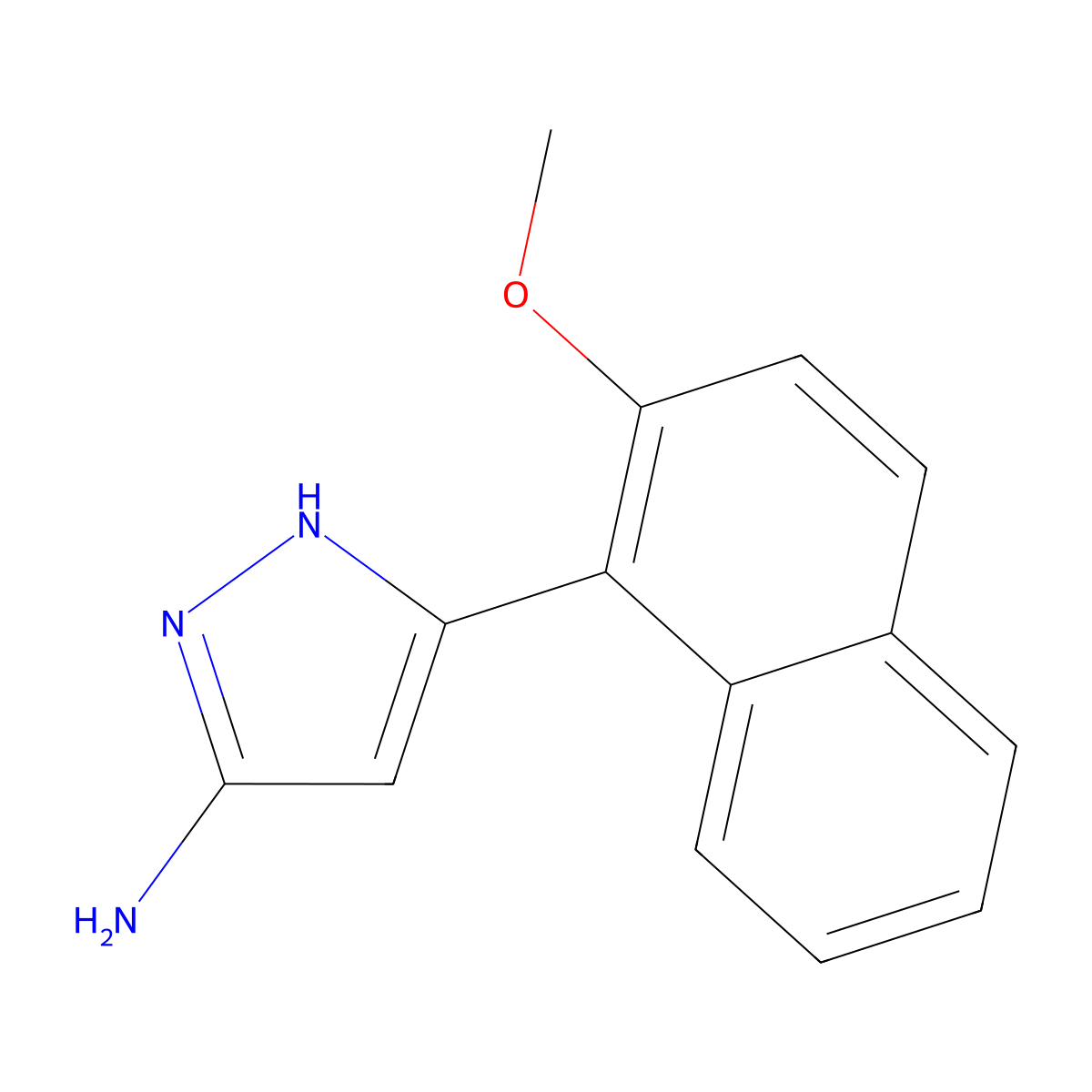 3-(2-methoxynaphthalen-1-yl)-1H-pyrazol-5-amine molecular structure, CAS 502132-74-3
