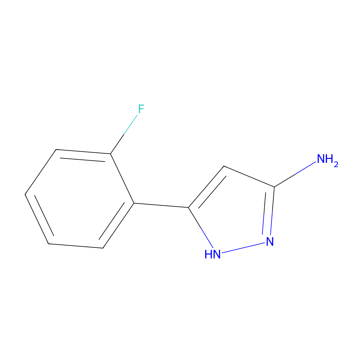 5-(2-fluorophenyl)-1H-pyrazol-3-amine molecular structure, CAS 502132-86-7