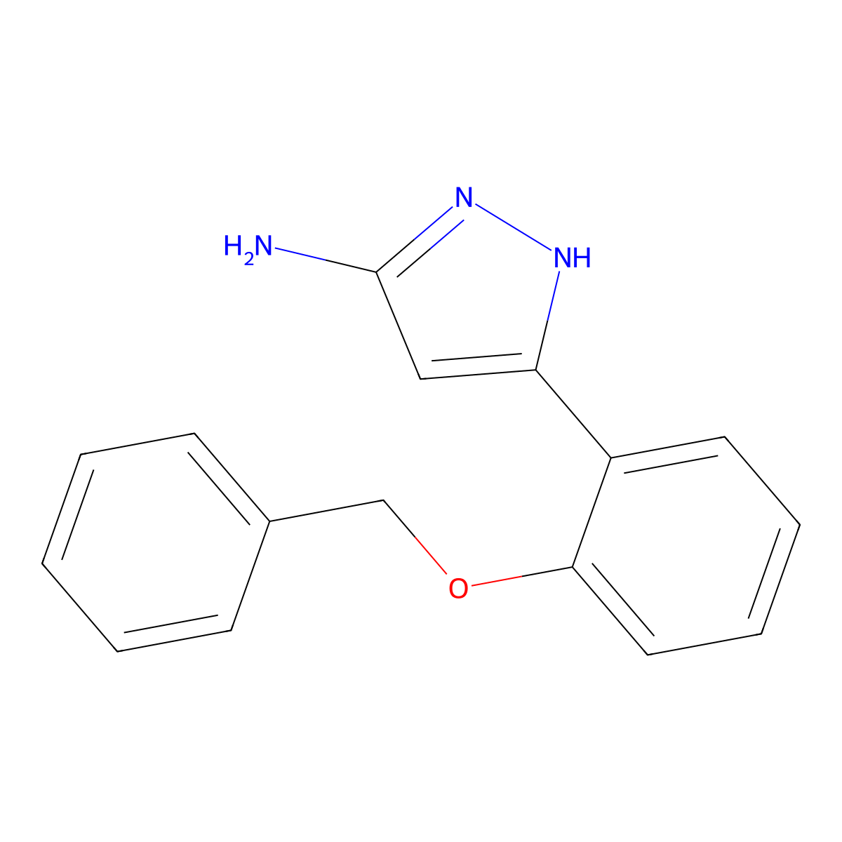 5-[2-(benzyloxy)phenyl]-1H-pyrazol-3-amine molecular structure, CAS 502132-93-6