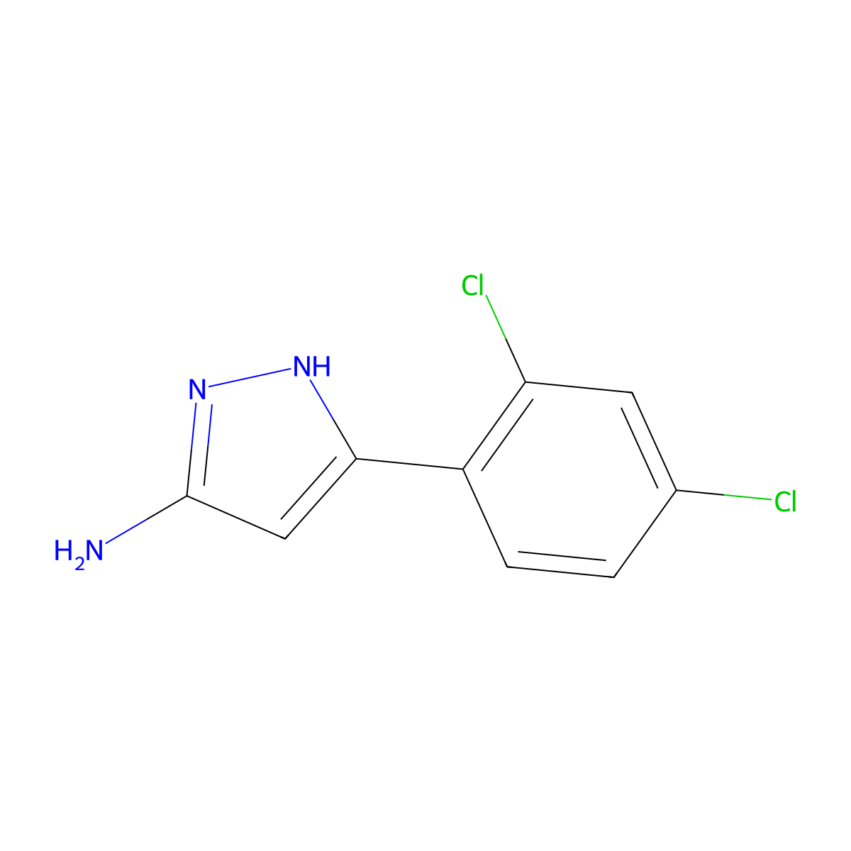 5-(2,4-Dichlorophenyl)-1H-pyrazol-3-amine molecular structure, CAS 502132-96-9
