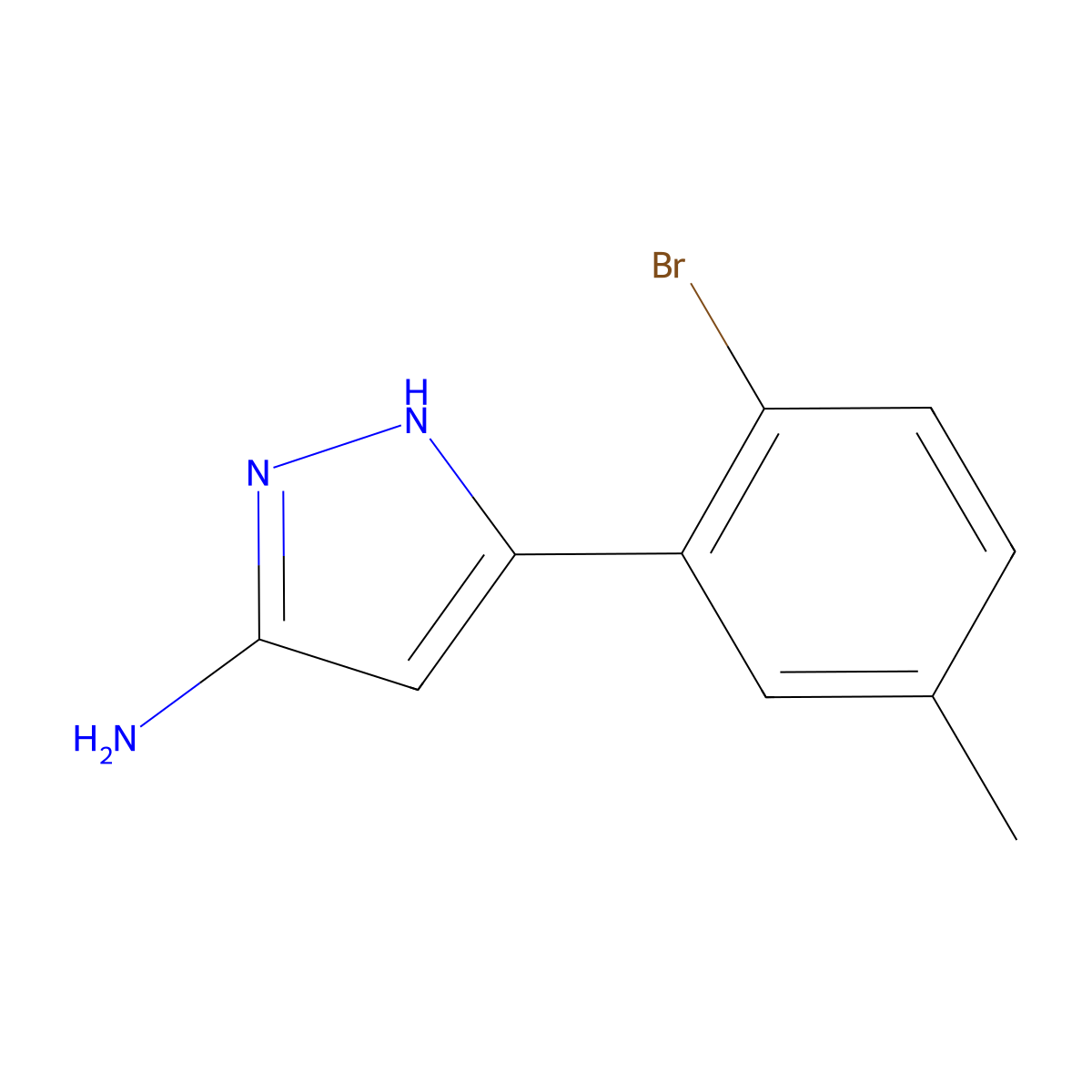 5-(2-bromo-5-methylphenyl)-1H-pyrazol-3-amine molecular structure, CAS 502133-00-8