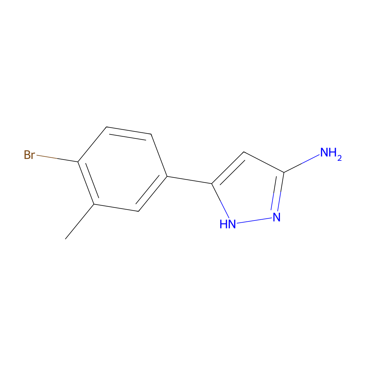 5-(4-bromo-3-methylphenyl)-1H-pyrazol-3-amine molecular structure, CAS 502133-01-9