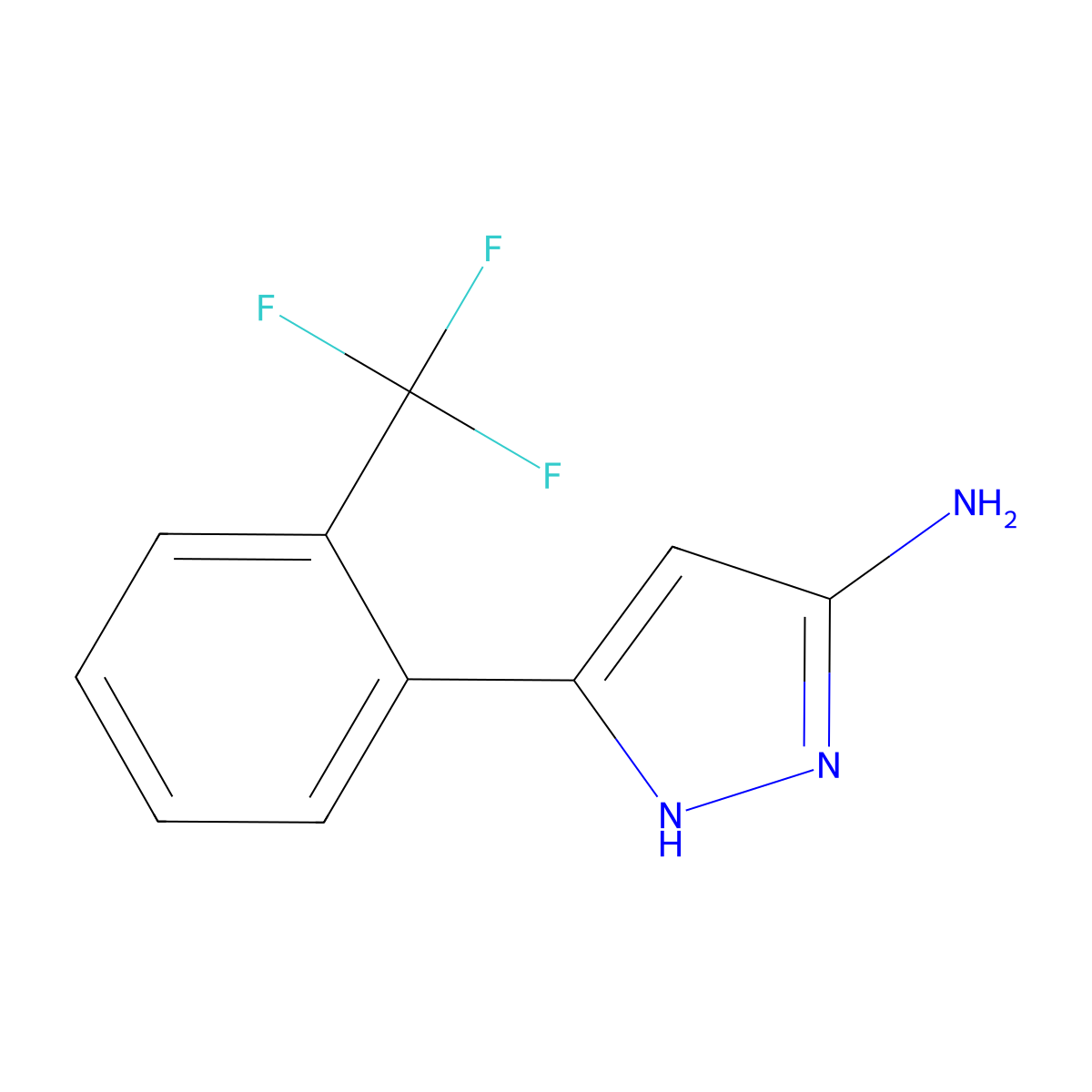 5-(2-(trifluoromethyl)phenyl)-1H-pyrazol-3-amine molecular structure, CAS 502133-02-0