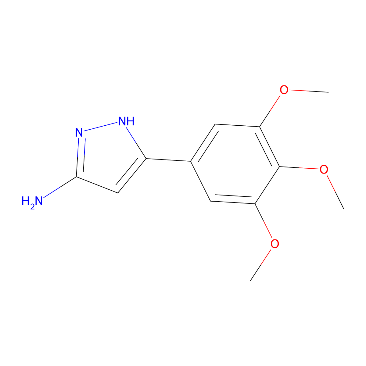 5-(3,4,5-trimethoxyphenyl)-1H-pyrazol-3-amine molecular structure, CAS 502133-05-3
