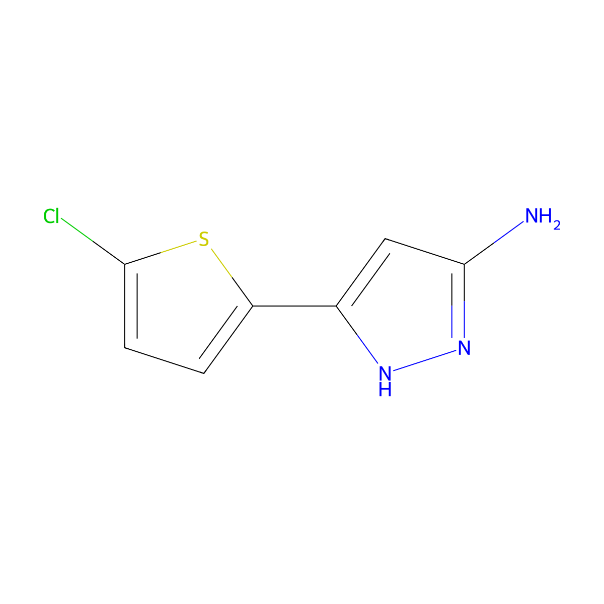 5-(5-chlorothiophen-2-yl)-1H-pyrazol-3-amine molecular structure, CAS 502133-09-7
