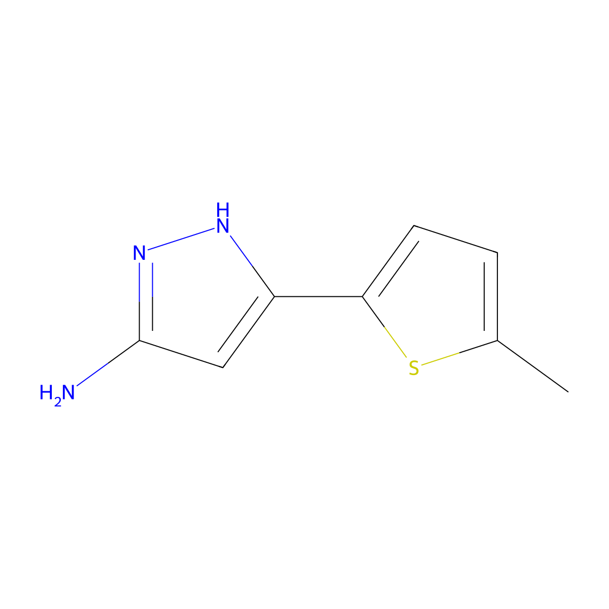 3-(5-methylthiophen-2-yl)-1H-pyrazol-5-amine molecular structure, CAS 502133-11-1
