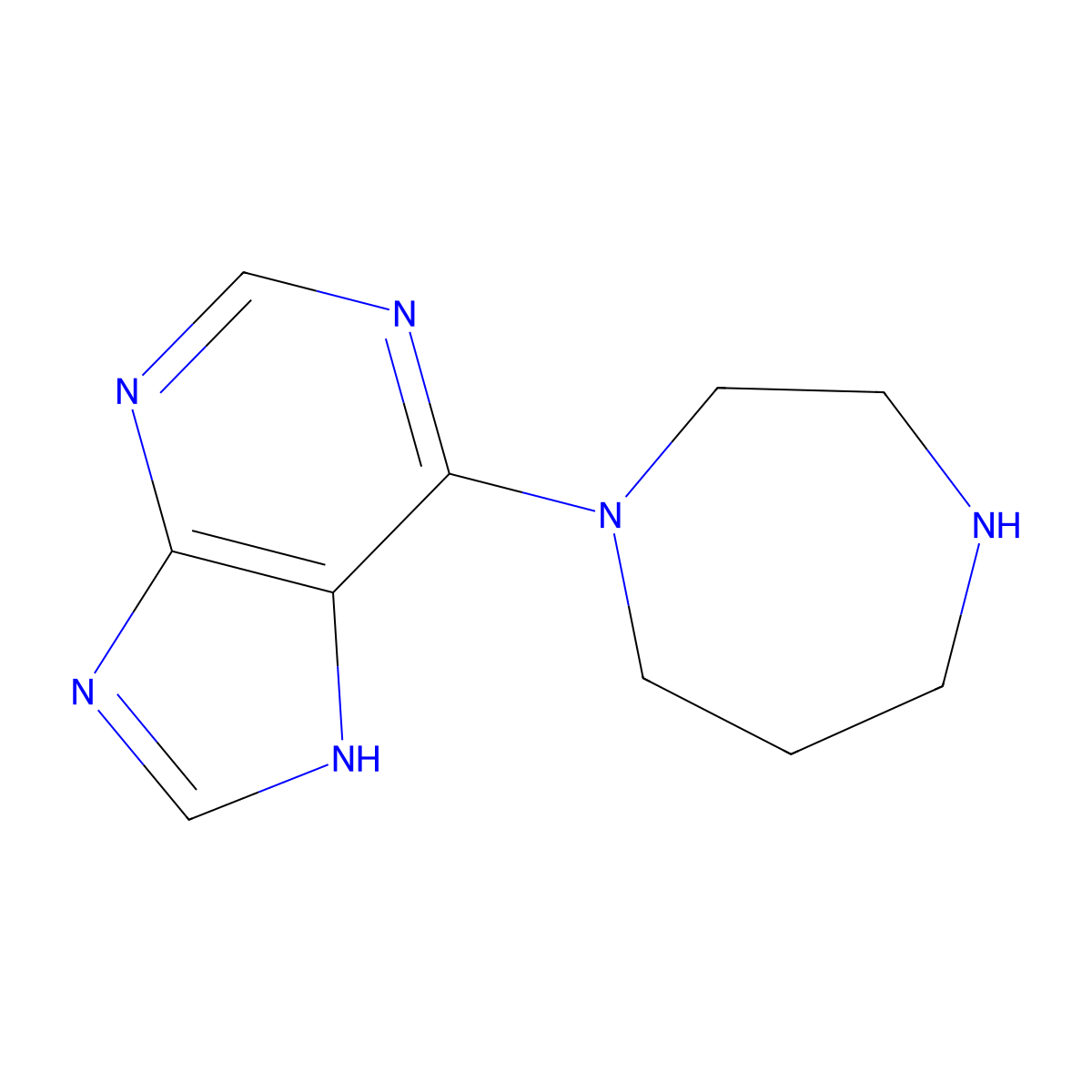 6-(1,4-diazepan-1-yl)-7H-purine molecular structure, CAS 502133-47-3