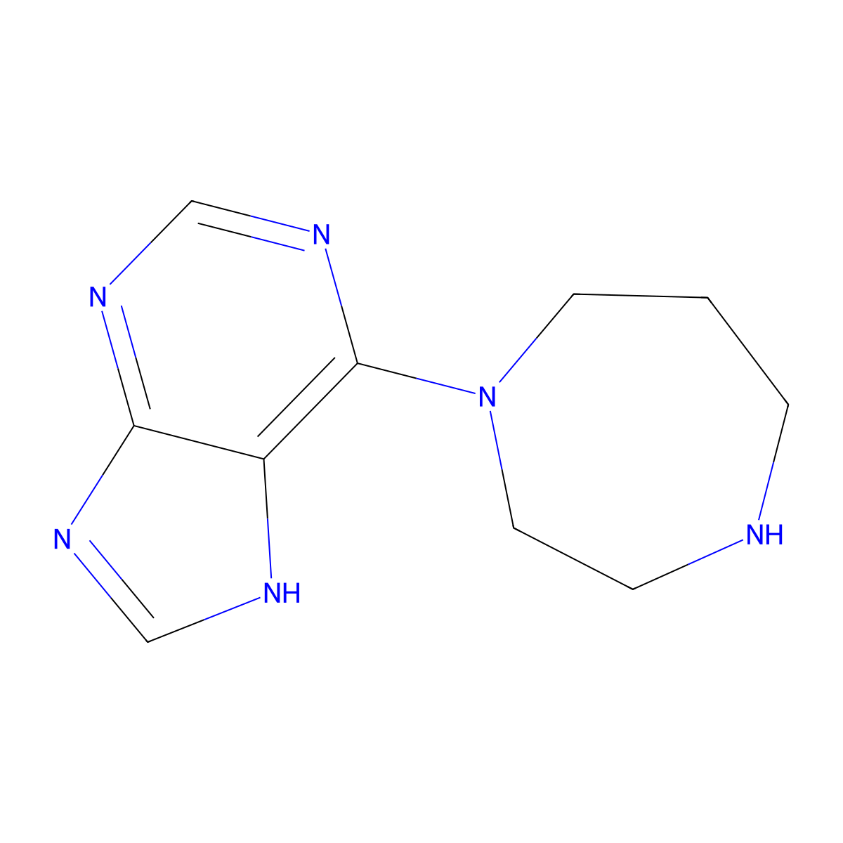 6-(1,4-diazepan-1-yl)-7H-purine molecular structure, CAS 502133-47-3