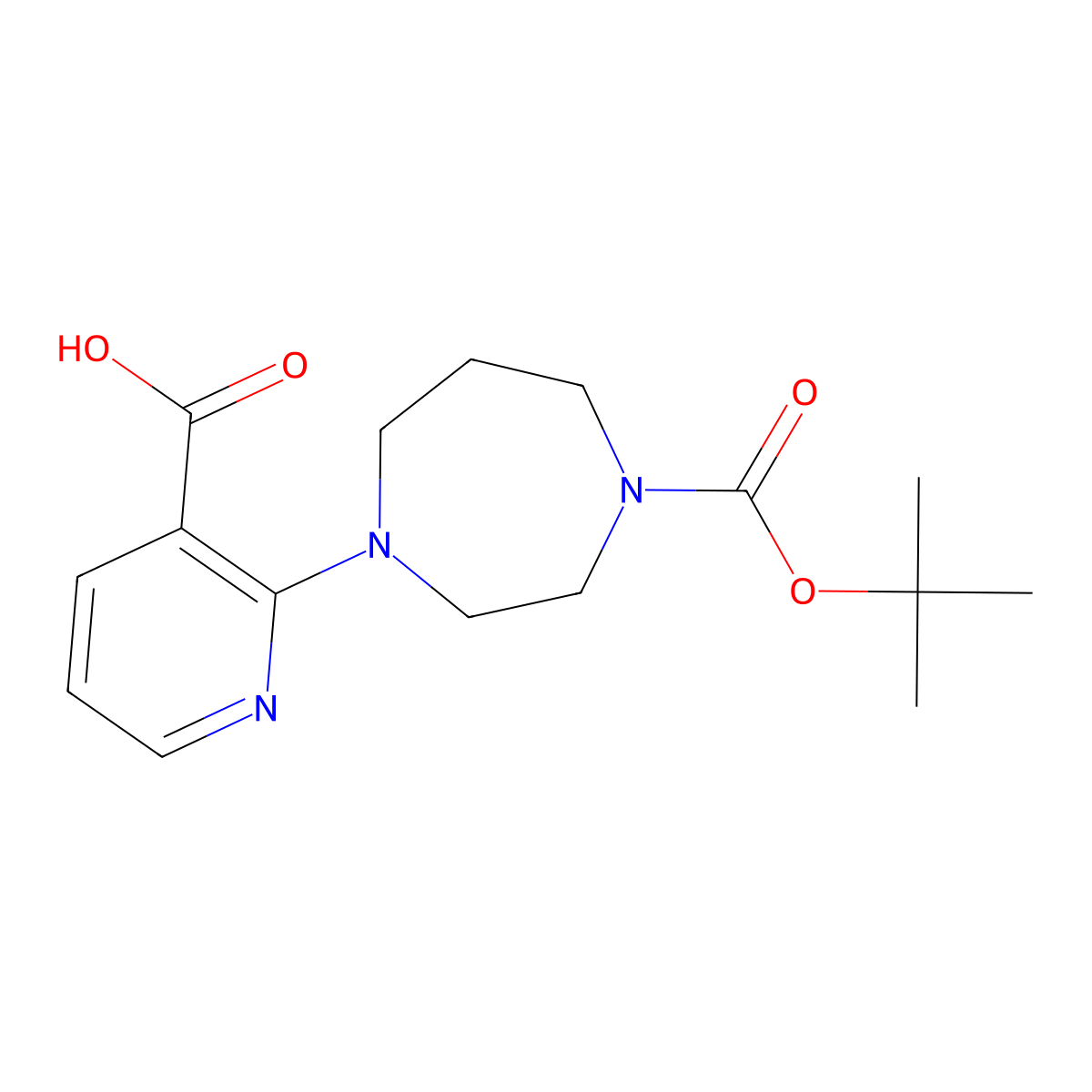2-{4-[(tert-Butoxy)carbonyl]-1,4-diazepan-1-yl}pyridine-3-carboxylic acid molecular structure, CAS 502133-49-5