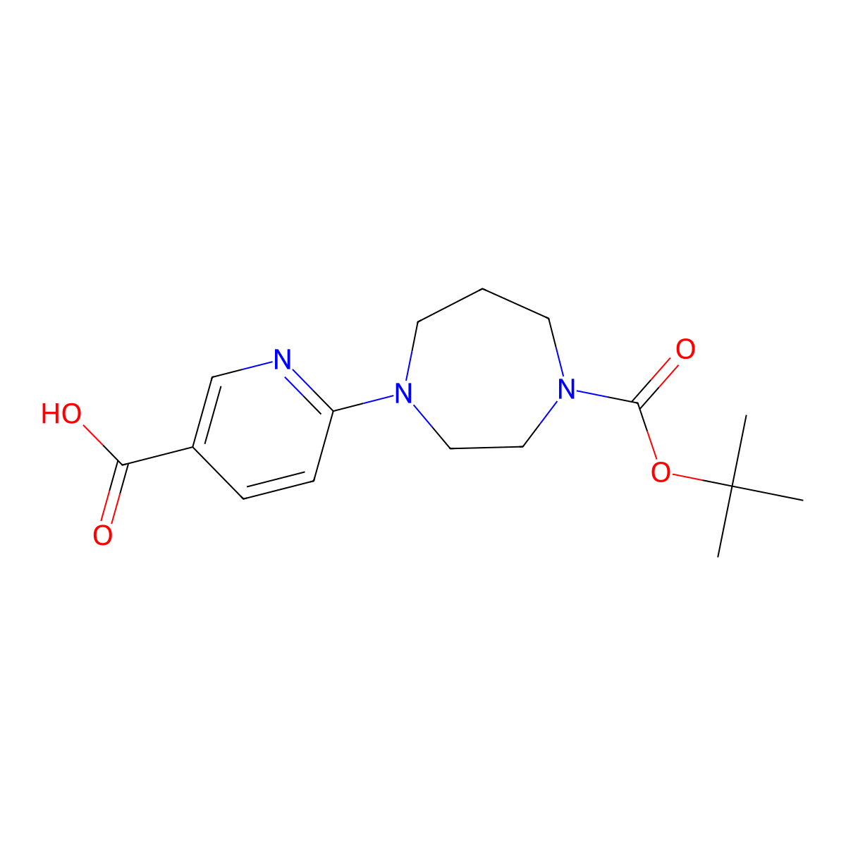 6-(4-(tert-Butoxycarbonyl)-1,4-diazepan-1-yl)nicotinic acid molecular structure, CAS 502133-50-8