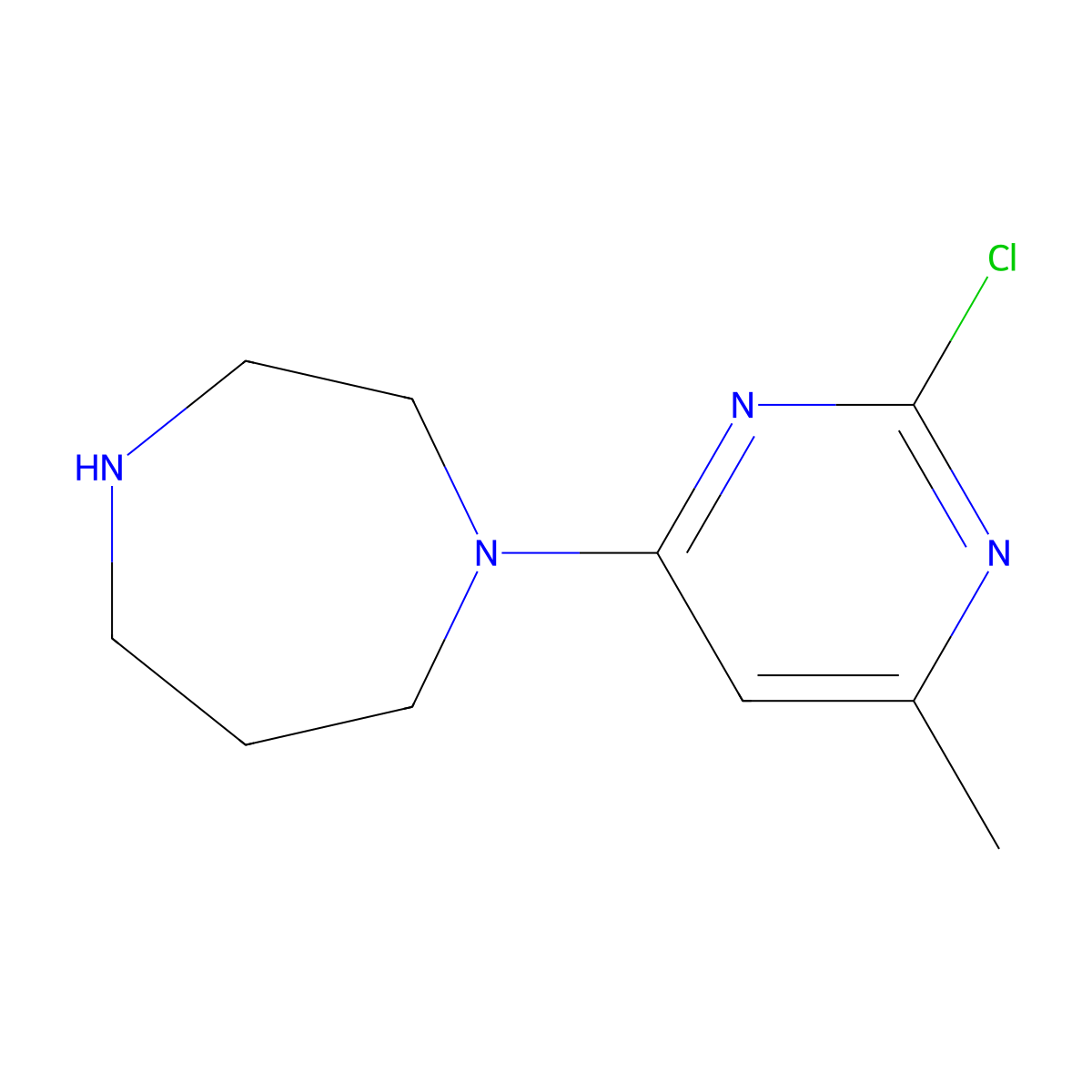 1-(2-Chloro-6-methylpyrimidin-4-yl)-1,4-diazepane molecular structure, CAS 502133-57-5