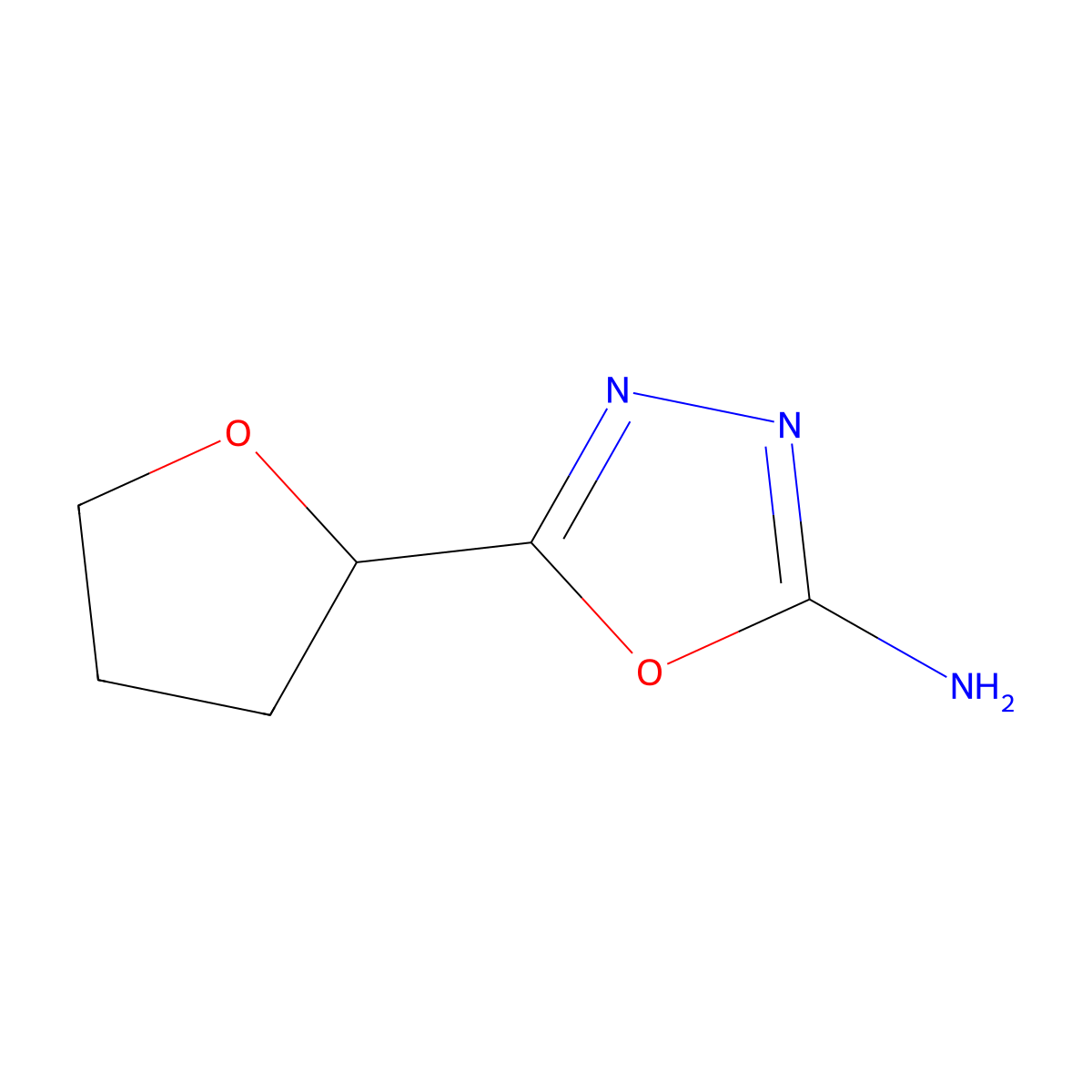5-(Oxolan-2-yl)-1,3,4-oxadiazol-2-amine molecular structure, CAS 502133-68-8