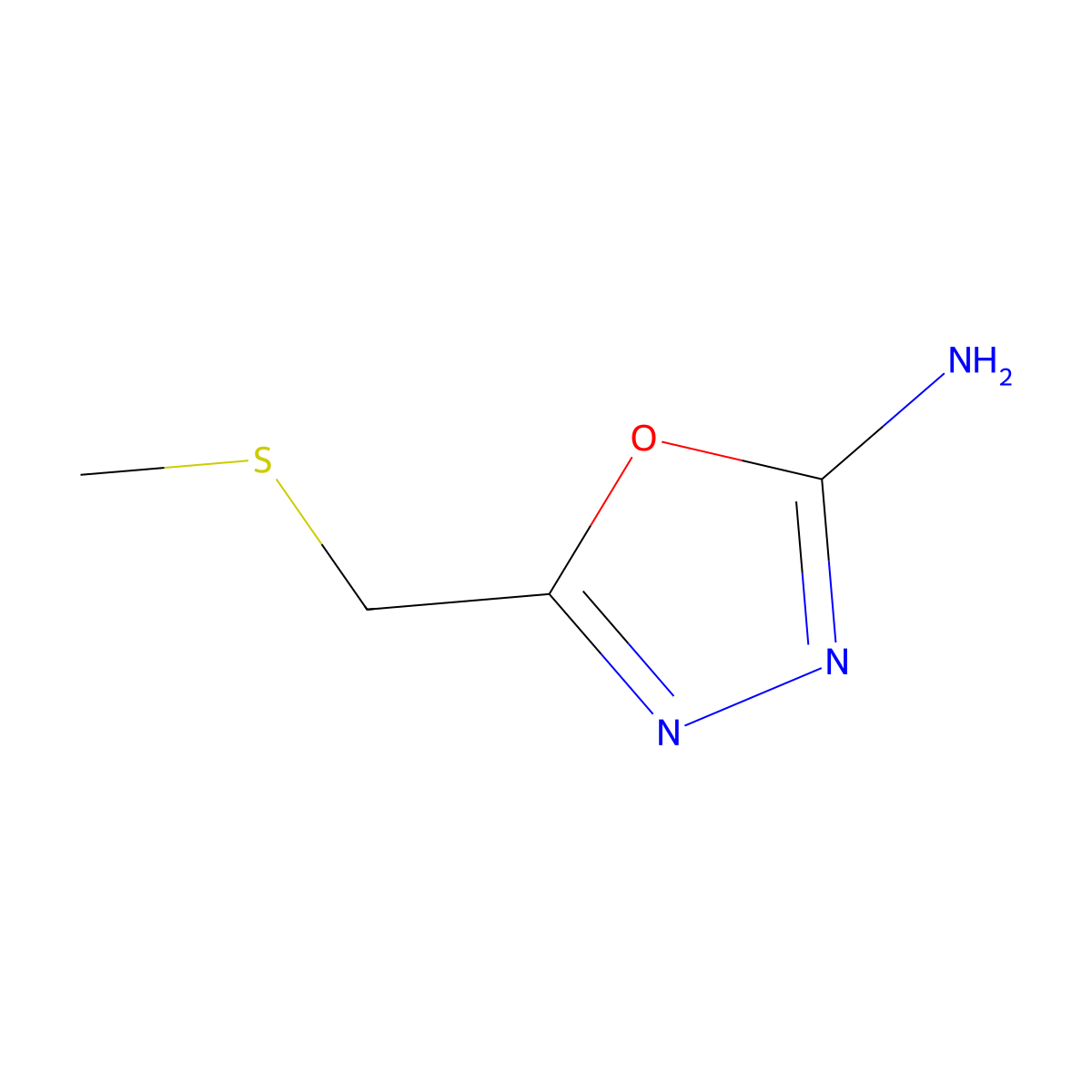 5-[(Methylthio)methyl]-1,3,4-oxadiazol-2-amine molecular structure, CAS 502133-69-9