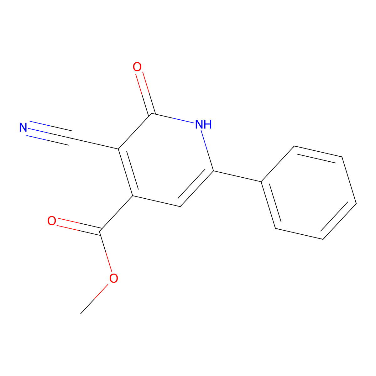 Methyl 3-cyano-2-oxo-6-phenyl-1,2-dihydropyridine-4-carboxylate molecular structure, CAS 502136-90-5