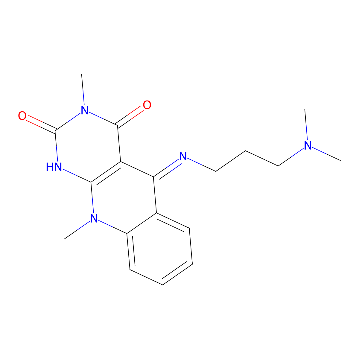 5-[3-(Dimethylamino)propylamino]-3,10-dimethylpyrimido[4,5-b]quinoline-2,4-dione molecular structure, CAS 502137-98-6