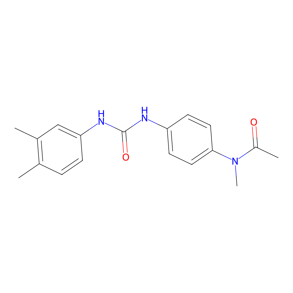 N-[4-[[(3,4-dimethylanilino)-oxomethyl]amino]phenyl]-N-methylacetamide molecular structure, CAS 502138-39-8