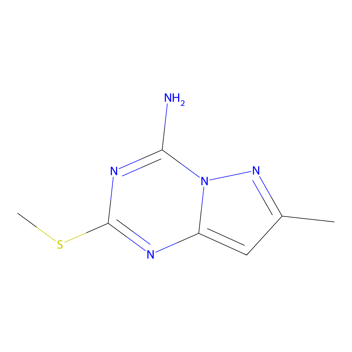 7-Methyl-2-(methylthio)pyrazolo[1,5-a]-1,3,5-triazin-4-amine molecular structure, CAS 502140-13-8