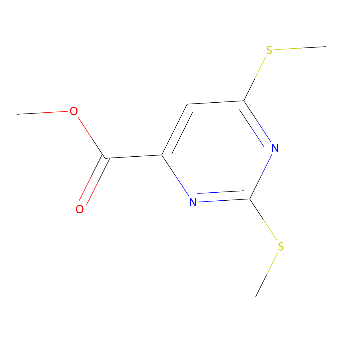 Methyl 2,6-bis(methylsulfanyl)pyrimidine-4-carboxylate molecular structure, CAS 502142-27-0
