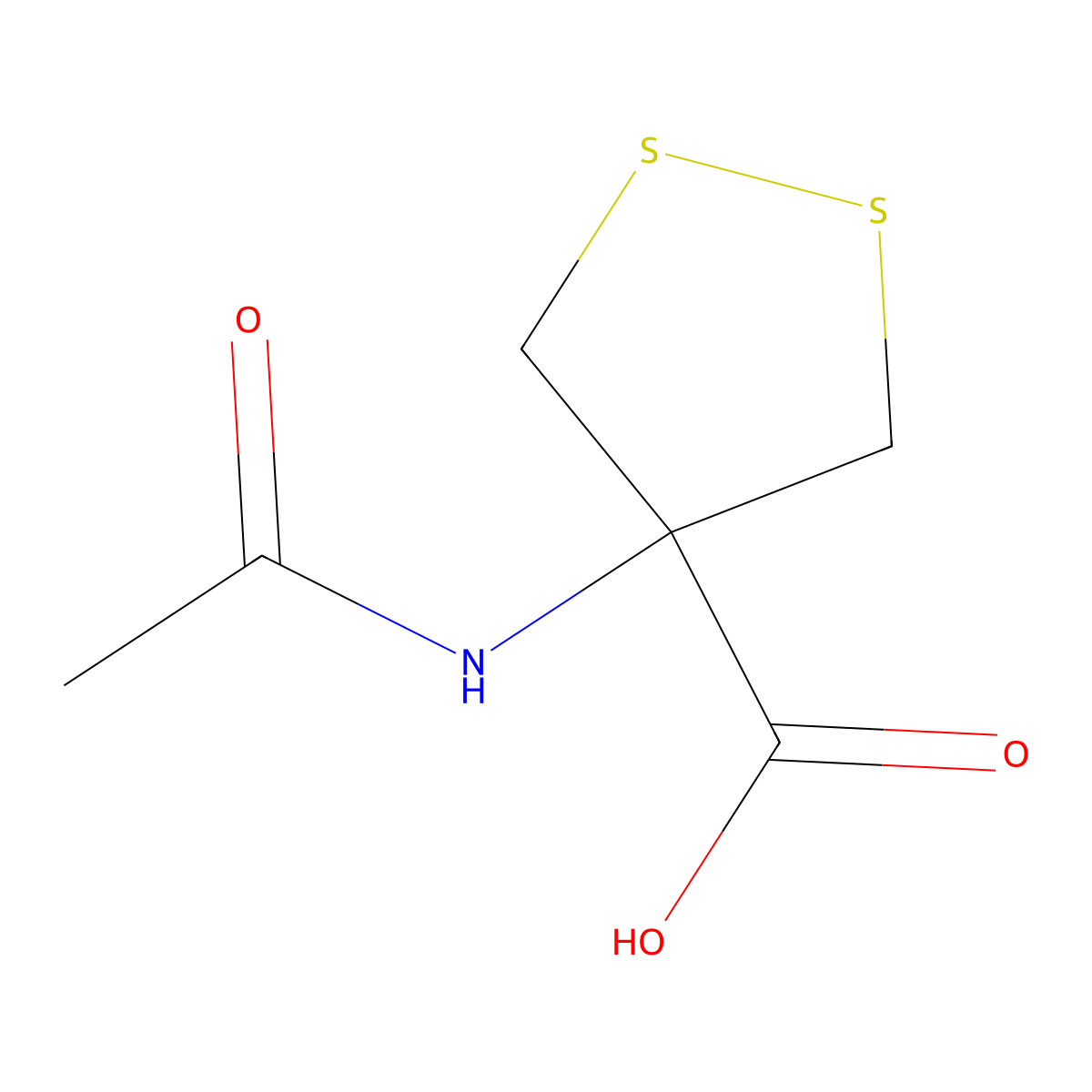1,2-Dithiolane-4-carboxylic acid, 4-(acetylamino)- molecular structure, CAS 502145-07-5