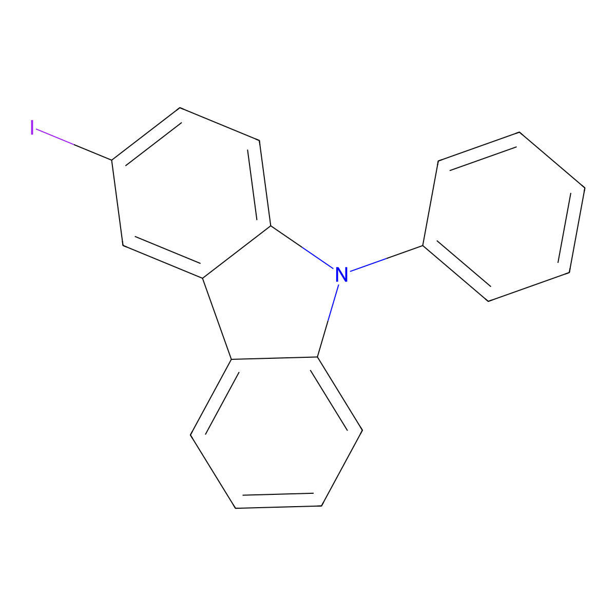 3-Iodo-9-phenylcarbazole molecular structure, CAS 502161-03-7