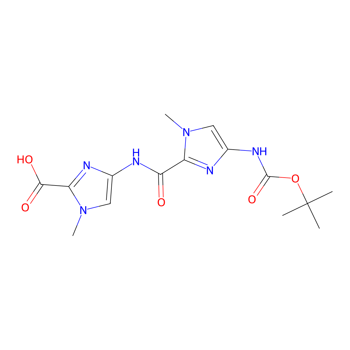 4-[(4-Boc-amino-1-methyl-1h-imidazole-2-carbonyl)amino]-1-methyl-1h-imidazole-2-carboxylic acid molecular structure, CAS 502170-49-2