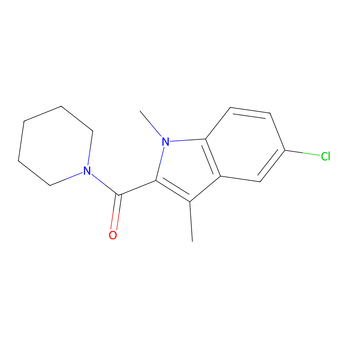 (5-chloro-1,3-dimethyl-1H-indol-2-yl)(piperidin-1-yl)methanone molecular structure, CAS 502424-36-4