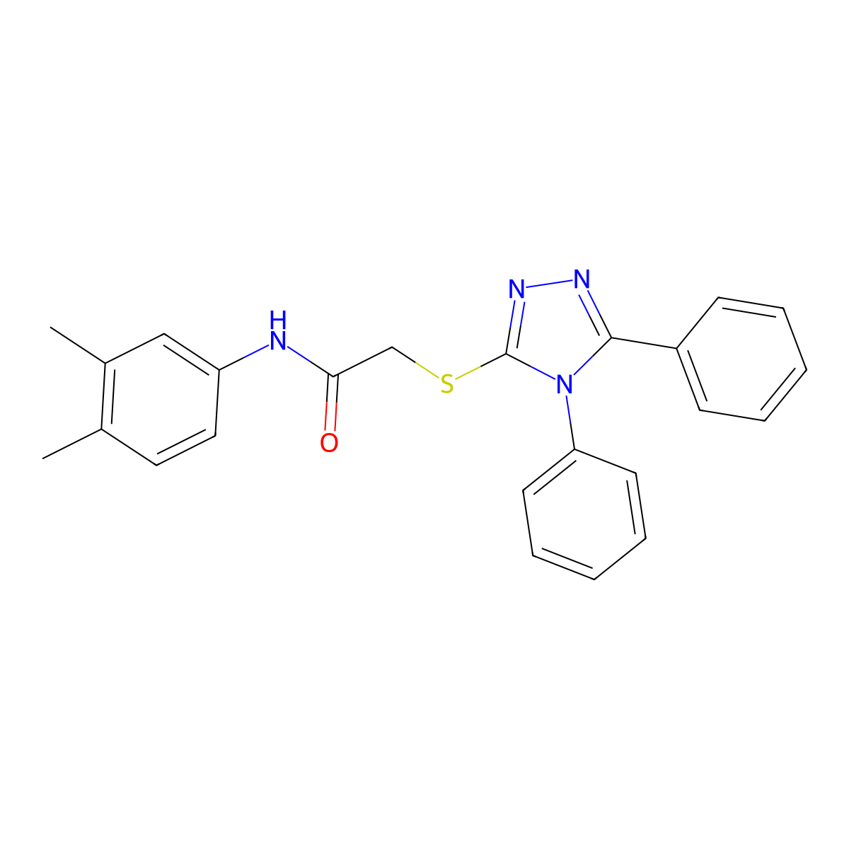 N-(3,4-dimethylphenyl)-2-[(4,5-diphenyl-4H-1,2,4-triazol-3-yl)sulfanyl]acetamide molecular structure, CAS 502464-76-8