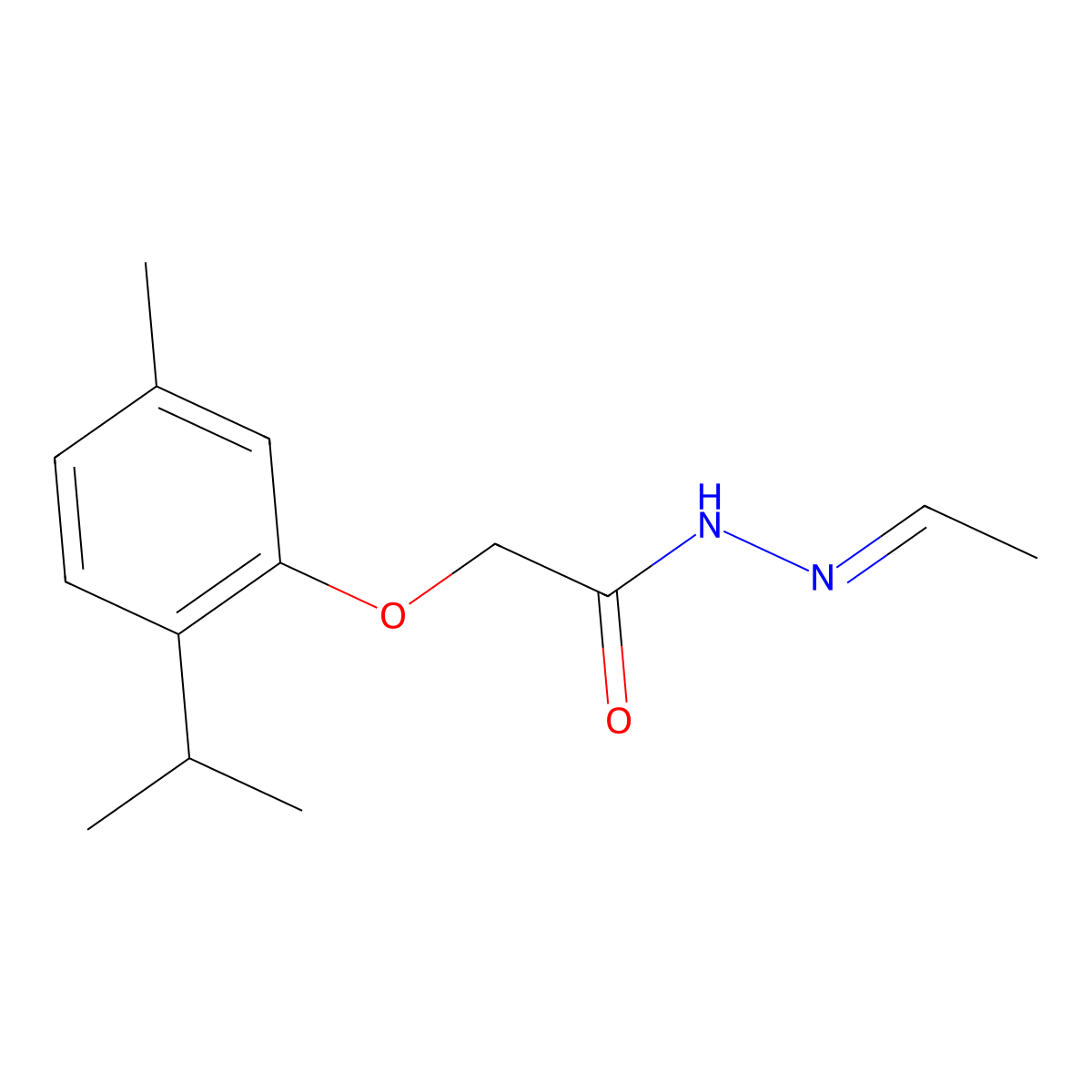 Acetic acid, 2-[5-methyl-2-(1-methylethyl)phenoxy]-, 2-ethylidenehydrazide molecular structure, CAS 502467-28-9