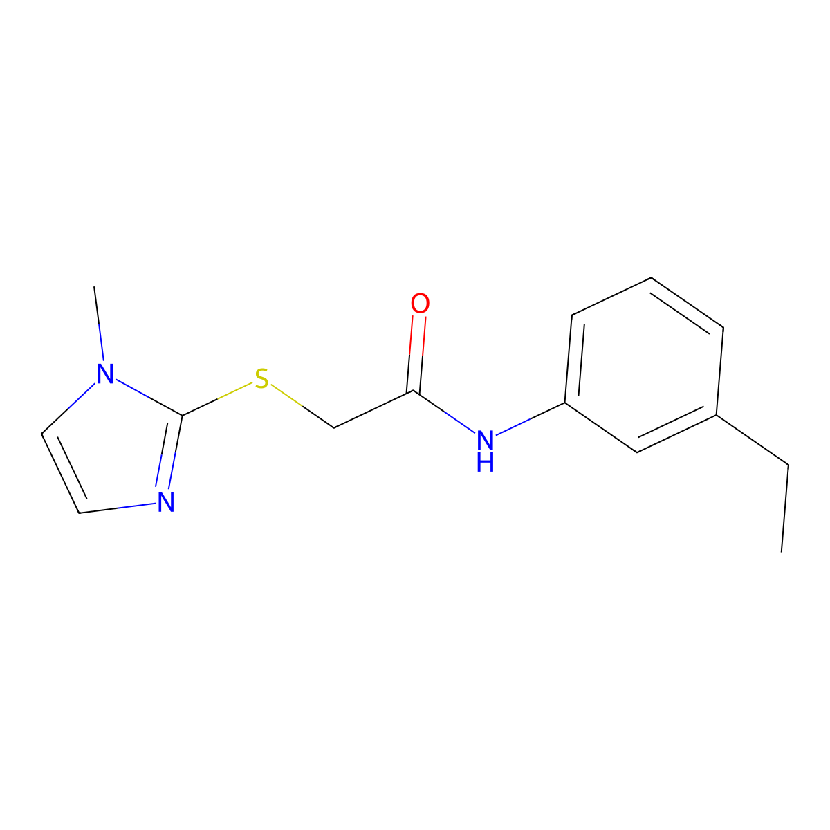 N-(3-ethylphenyl)-2-(1-methylimidazol-2-yl)sulfanylacetamide molecular structure, CAS 502473-60-1