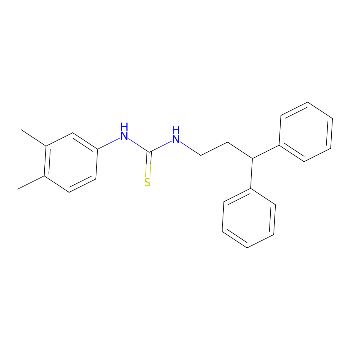 1-(3,4-Dimethylphenyl)-3-(3,3-diphenylpropyl)thiourea molecular structure, CAS 502476-54-2