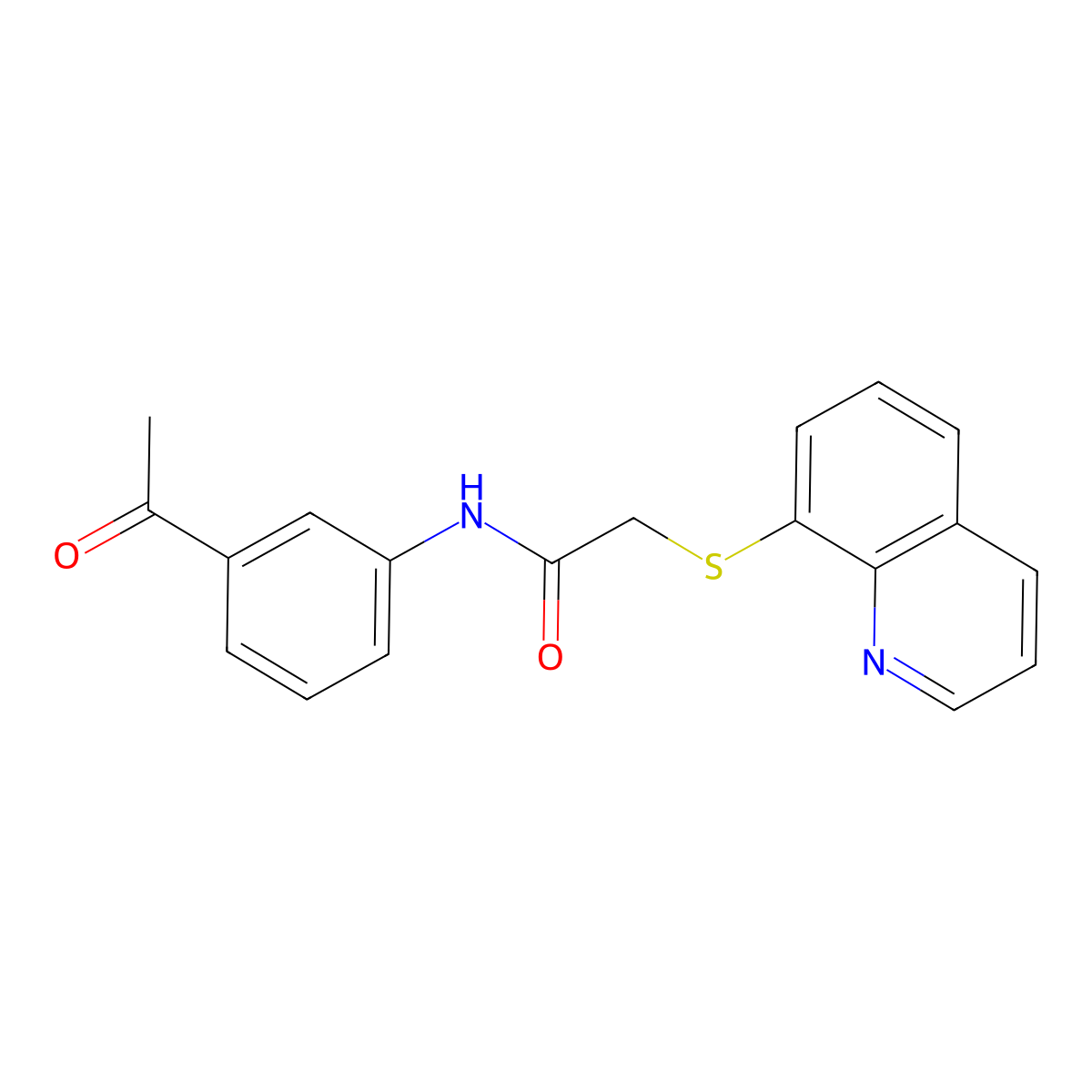 N-(3-acetylphenyl)-2-(quinolin-8-ylsulfanyl)acetamide molecular structure, CAS 502477-04-5