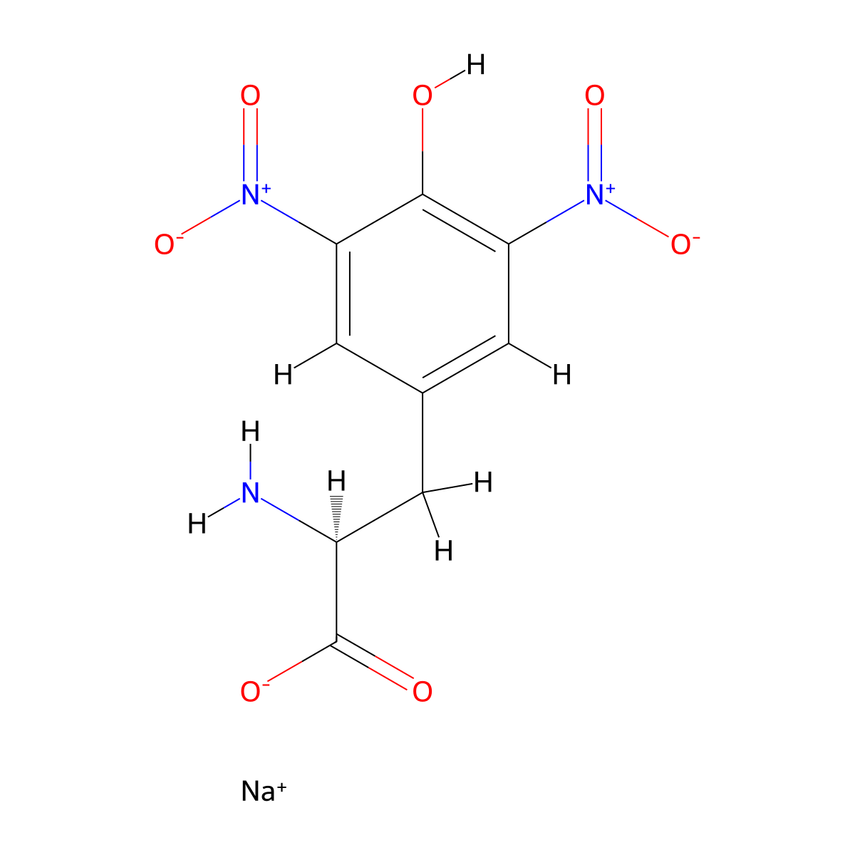 Sodium (2S)-2-amino-3-(4-hydroxy-3,5-dinitrophenyl)propanoate molecular structure, CAS 502481-30-3