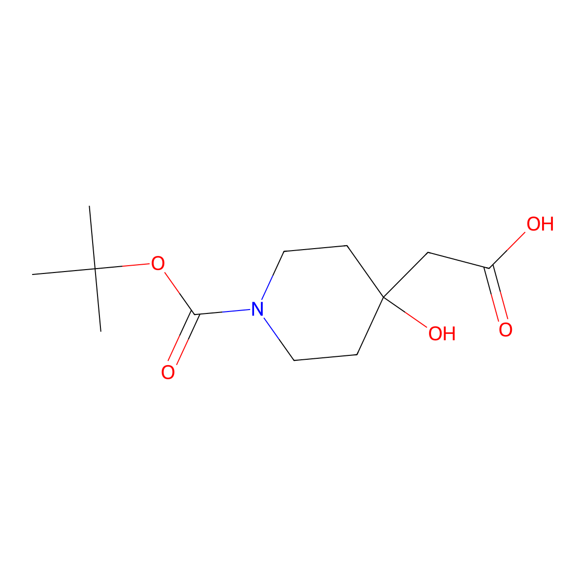 2-{1-[(Tert-butoxy)carbonyl]-4-hydroxypiperidin-4-yl}acetic acid molecular structure, CAS 502482-52-2