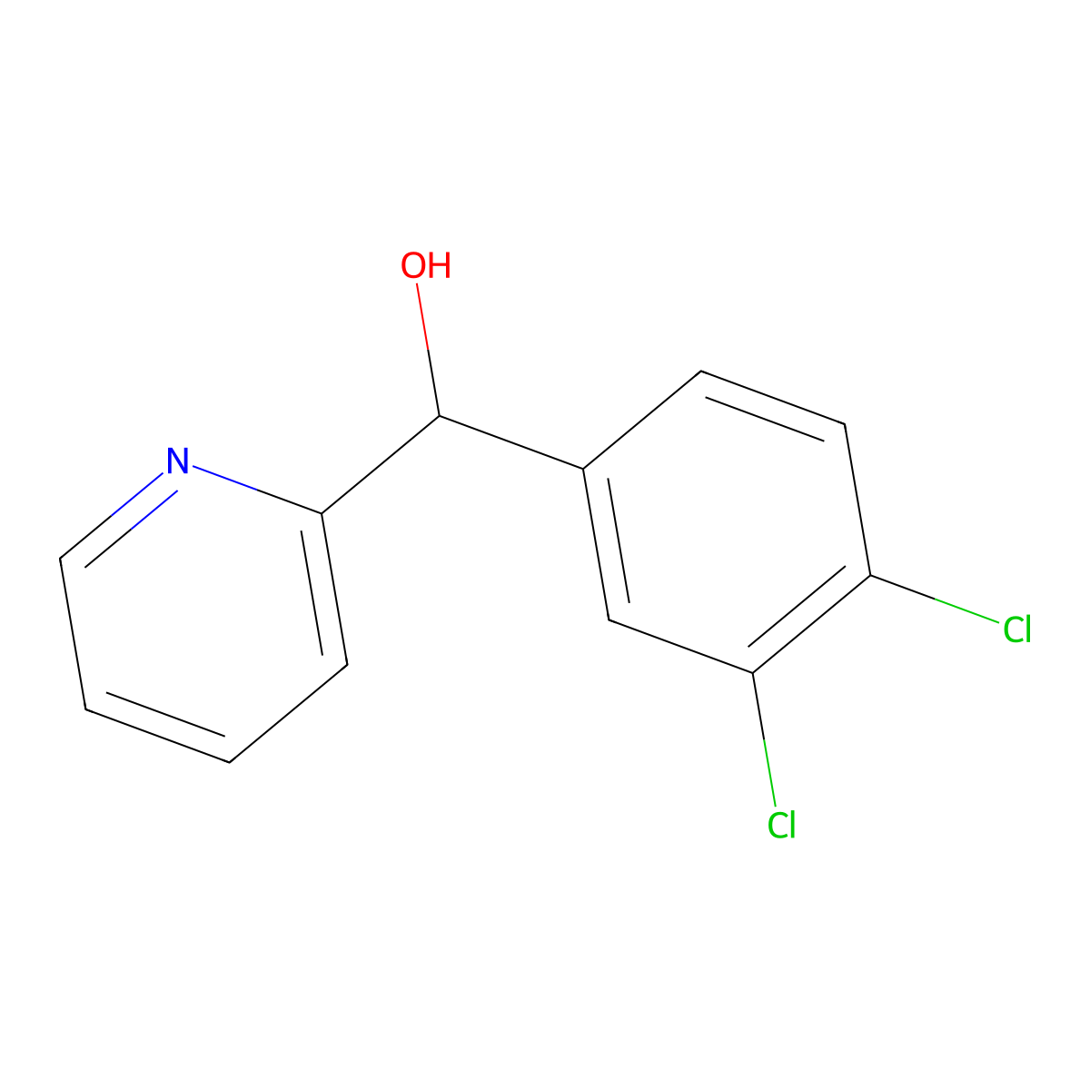 (3,4-Dichlorophenyl)(pyridin-2-yl)methanol molecular structure, CAS 502483-46-7