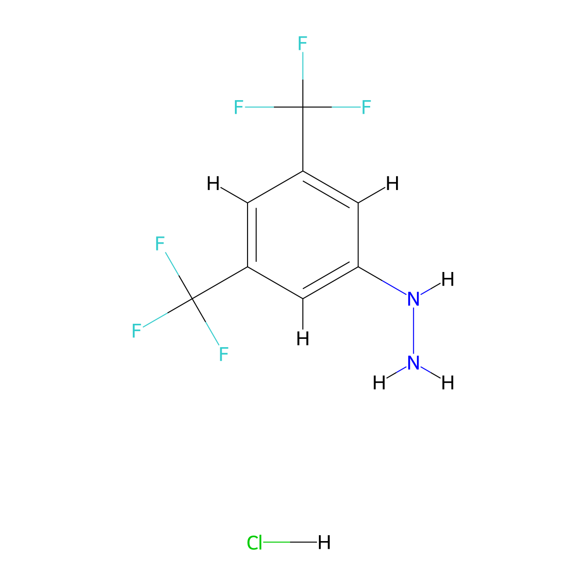 (3,5-Bis(trifluoromethyl)phenyl)hydrazine hydrochloride molecular structure, CAS 502496-23-3