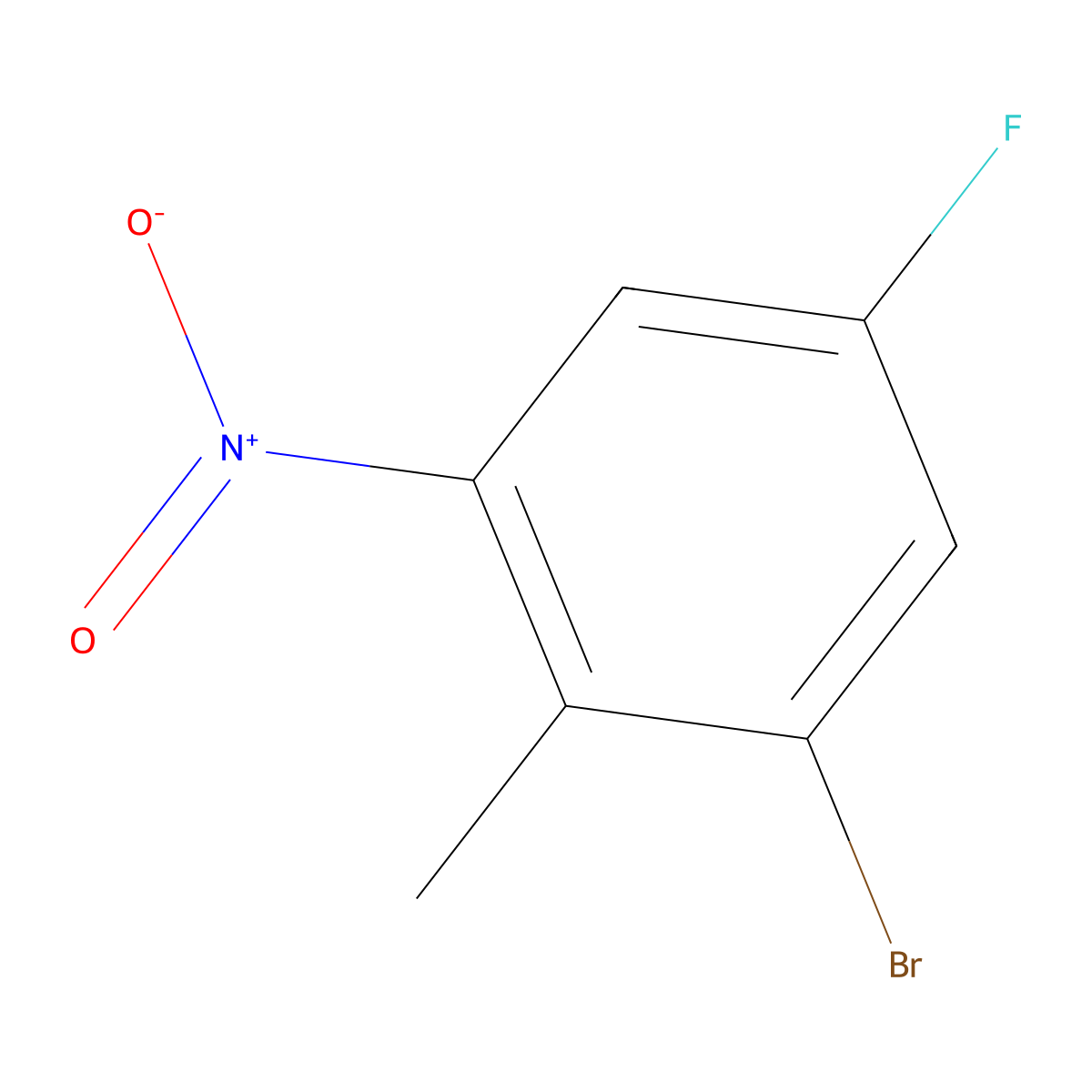 1-Bromo-5-fluoro-2-methyl-3-nitrobenzene molecular structure, CAS 502496-33-5