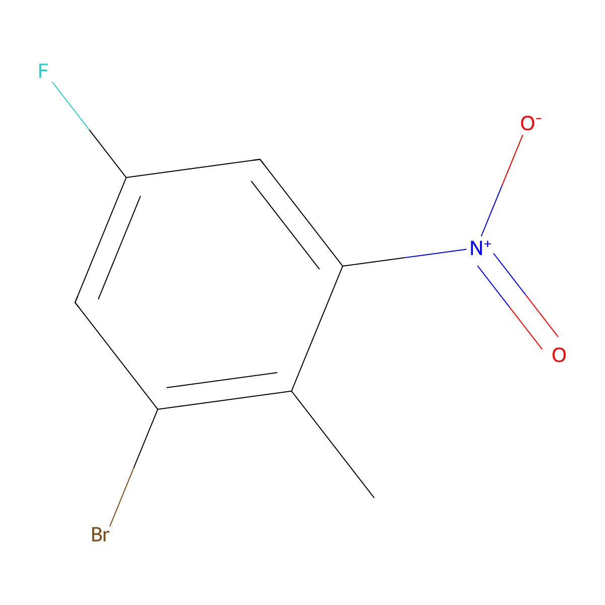 1-Bromo-5-fluoro-2-methyl-3-nitrobenzene molecular structure, CAS 502496-33-5