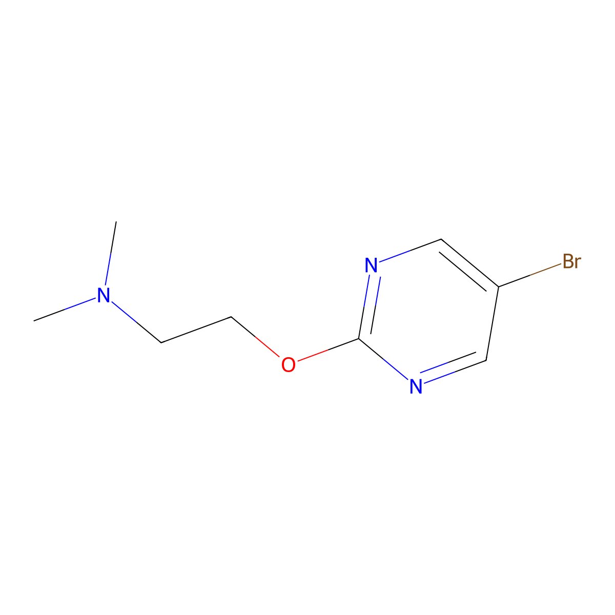 2-((5-Bromopyrimidin-2-yl)oxy)-N,N-dimethylethanamine molecular structure, CAS 502498-87-5