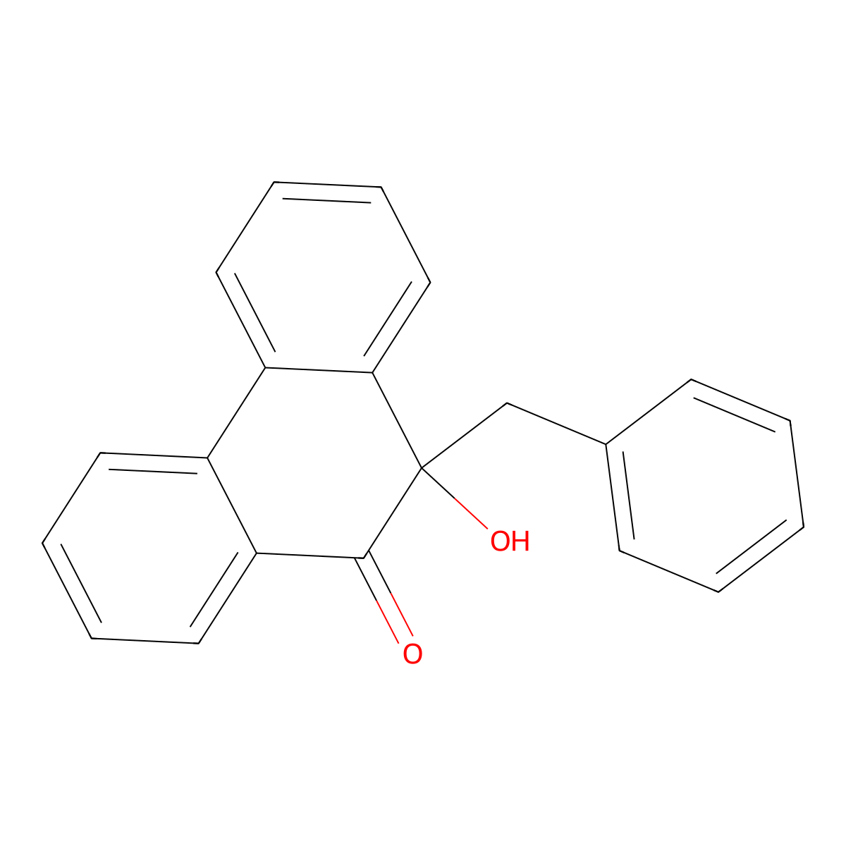 10-benzyl-10-hydroxy-9(10H)-phenanthrenone molecular structure, CAS 5025-29-6