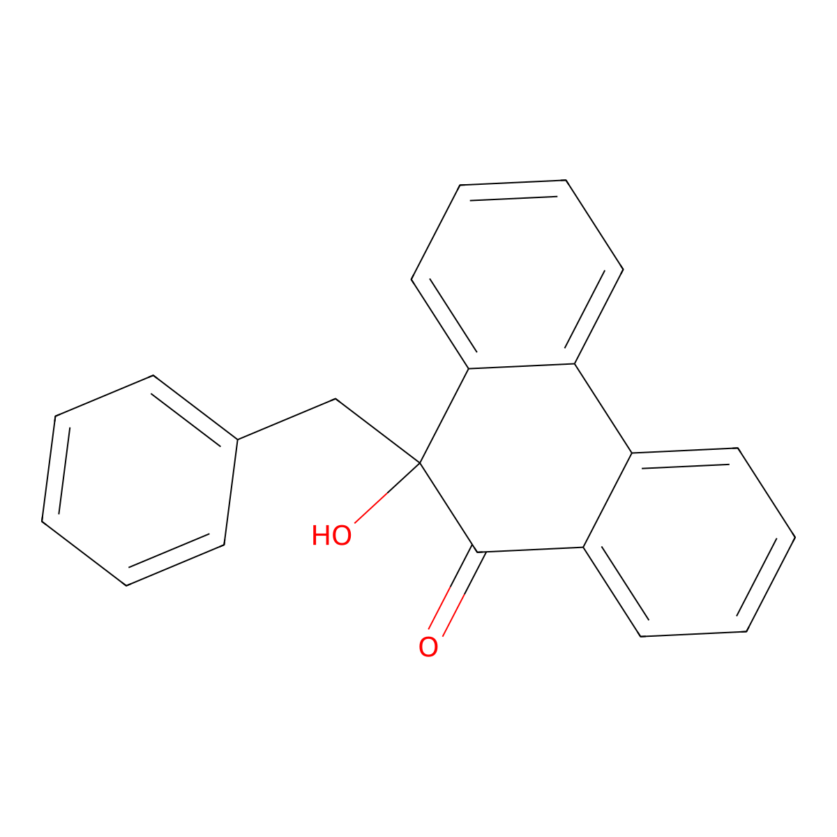 10-benzyl-10-hydroxy-9(10H)-phenanthrenone molecular structure, CAS 5025-29-6