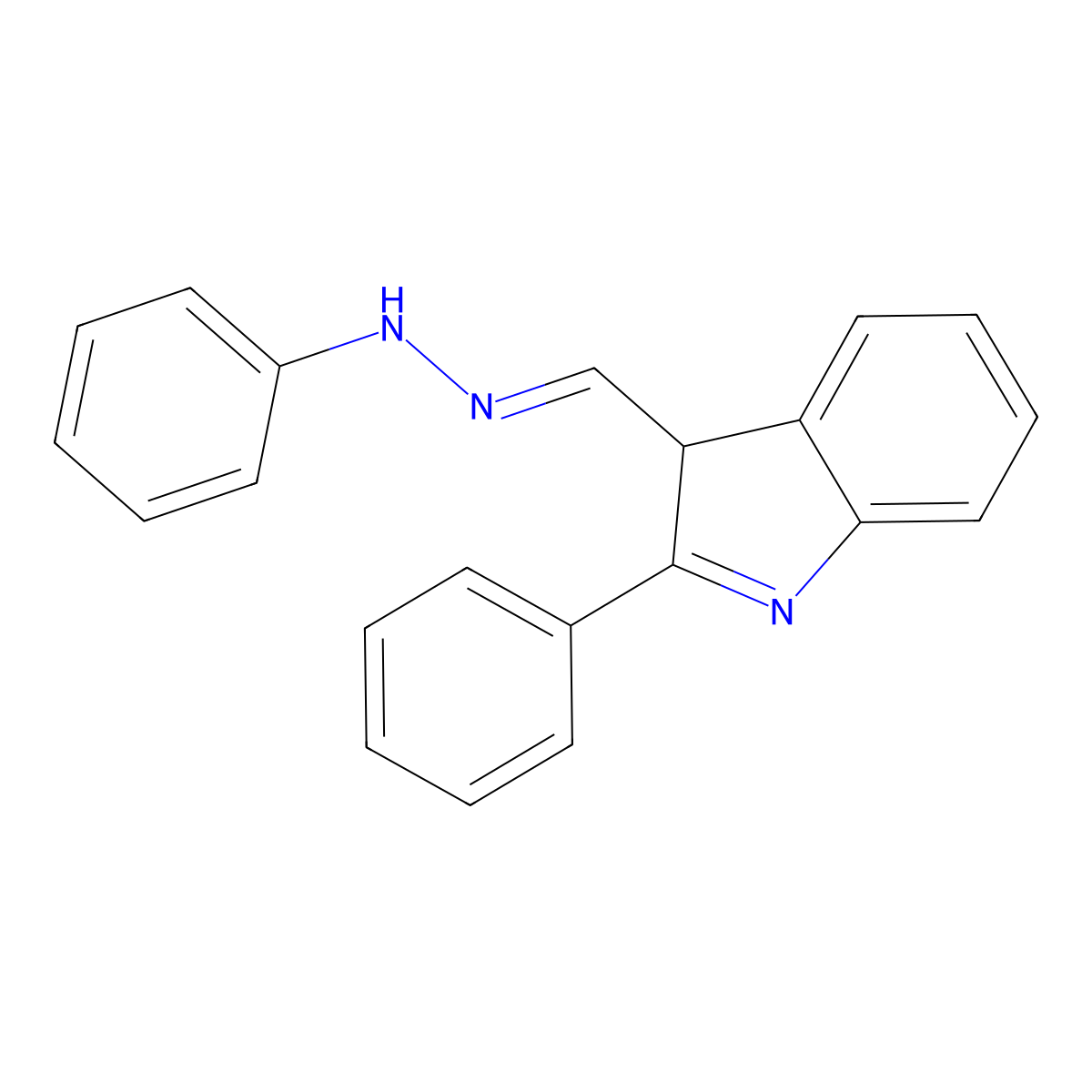 N-[(2-phenyl-3H-indol-3-yl)methylideneamino]aniline molecular structure, CAS 5025-36-5