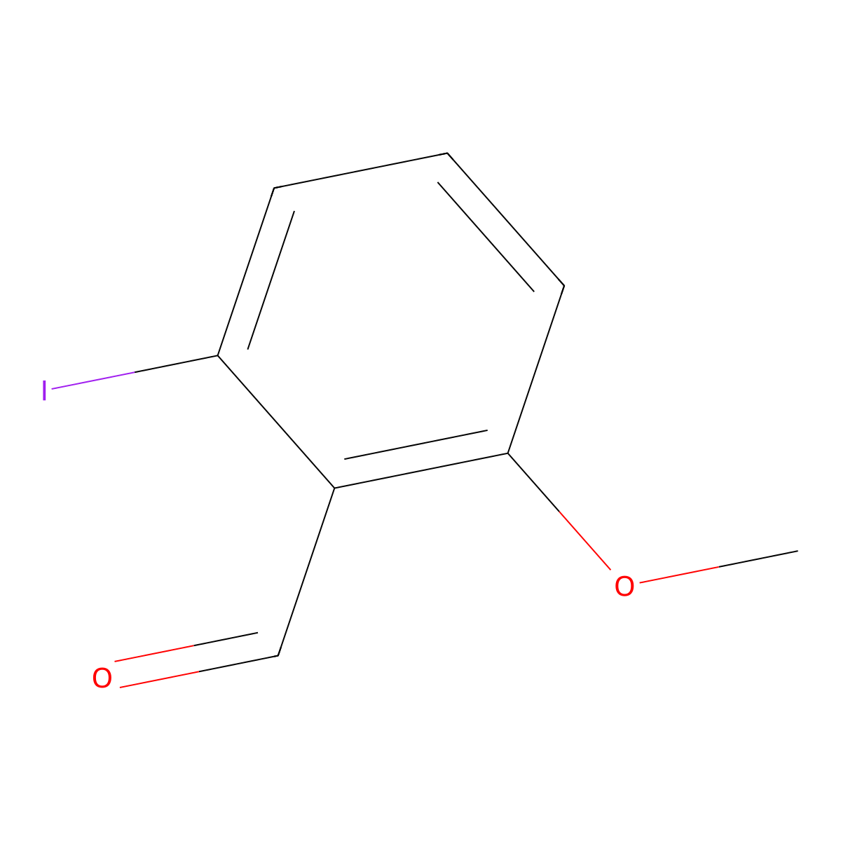 2-Iodo-6-methoxybenzaldehyde molecular structure, CAS 5025-59-2